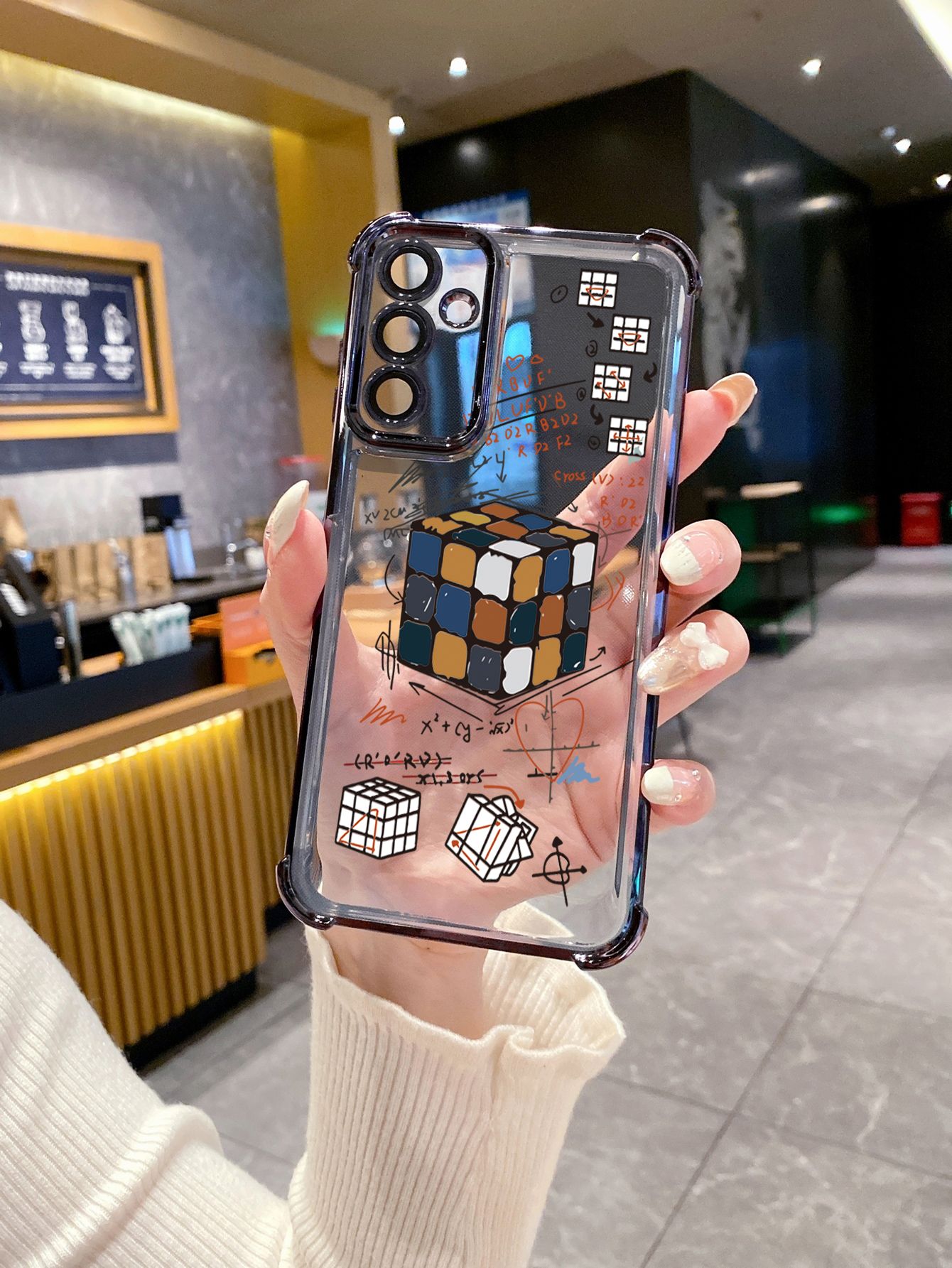 For OPPO A3X A2 Pro A1 A60 A18 A38 A17 A16 A57 A77 4G A59 A98 A78 A58 5G Rubik's cube Billiards Plating Frame Clear Phone Case Anti-shock Cover