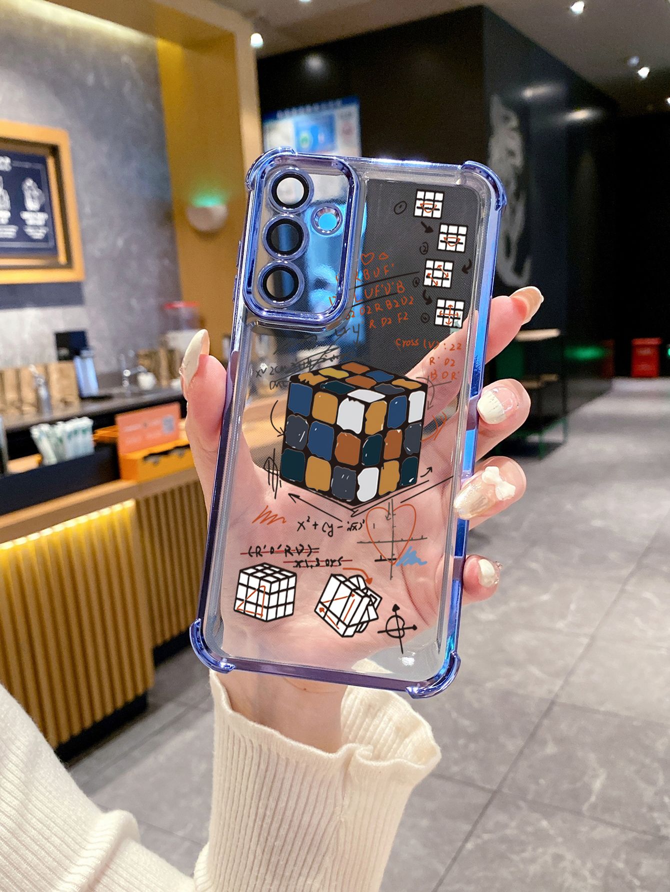 For OPPO A3X A2 Pro A1 A60 A18 A38 A17 A16 A57 A77 4G A59 A98 A78 A58 5G Rubik's cube Billiards Plating Frame Clear Phone Case Anti-shock Cover