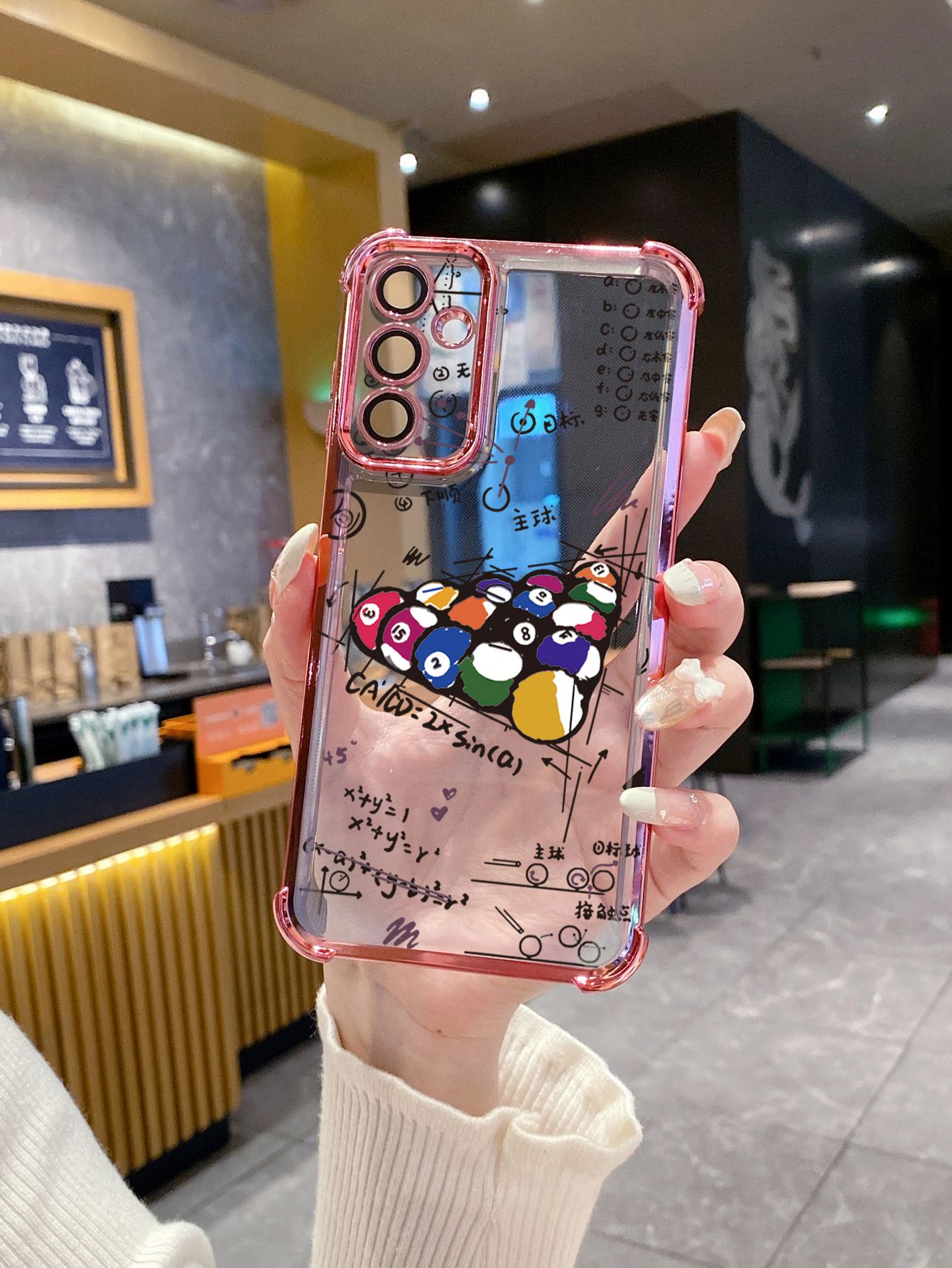 For OPPO A3X A2 Pro A1 A60 A18 A38 A17 A16 A57 A77 4G A59 A98 A78 A58 5G Rubik's cube Billiards Plating Frame Clear Phone Case Anti-shock Cover