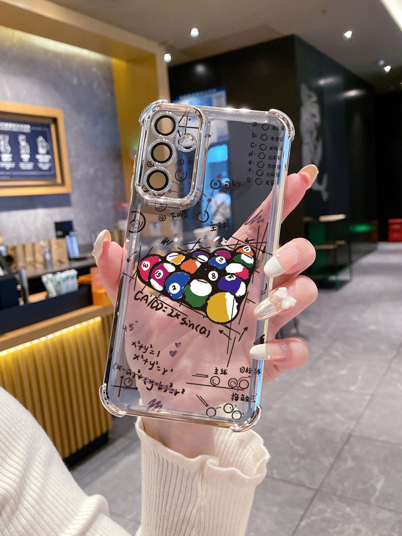 For OPPO A3X A2 Pro A1 A60 A18 A38 A17 A16 A57 A77 4G A59 A98 A78 A58 5G Rubik's cube Billiards Plating Frame Clear Phone Case Anti-shock Cover