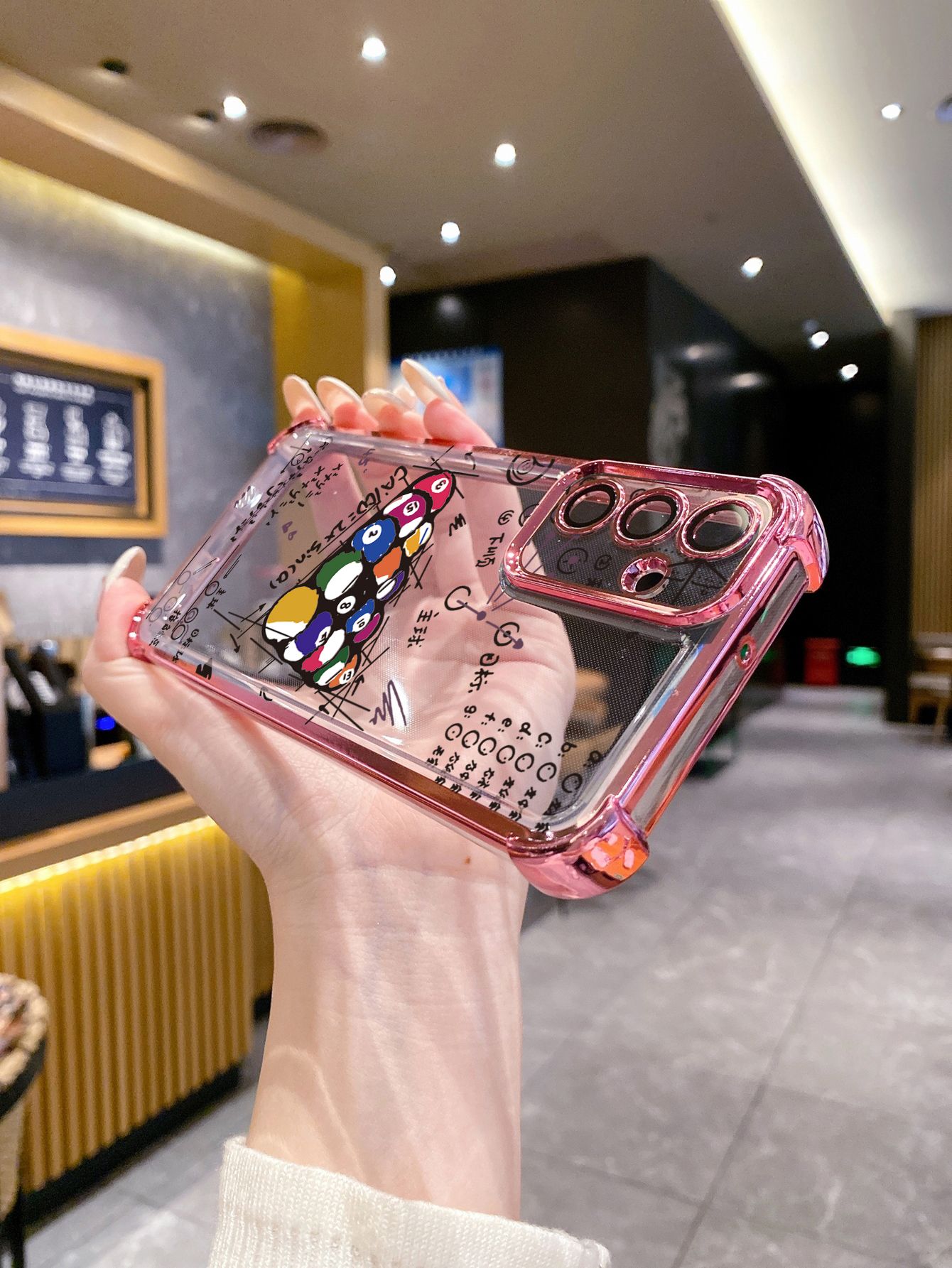 For OPPO A3X A2 Pro A1 A60 A18 A38 A17 A16 A57 A77 4G A59 A98 A78 A58 5G Rubik's cube Billiards Plating Frame Clear Phone Case Anti-shock Cover