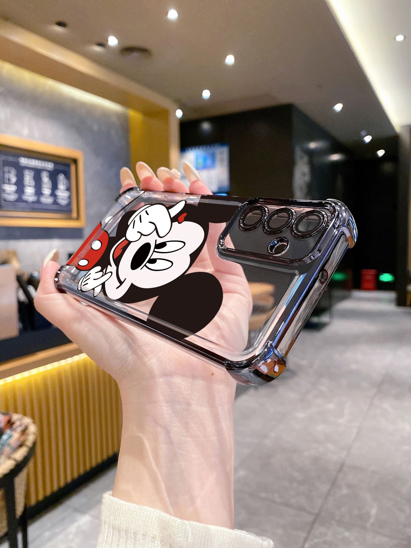 For Xiaomi Redmi Note 14 13 Pro 5G 12S 4G 12 Turbo 11S 13C 12C Hand Heart Mickey Minnie Plating Frame Clear Phone Case Anti-shock Cover