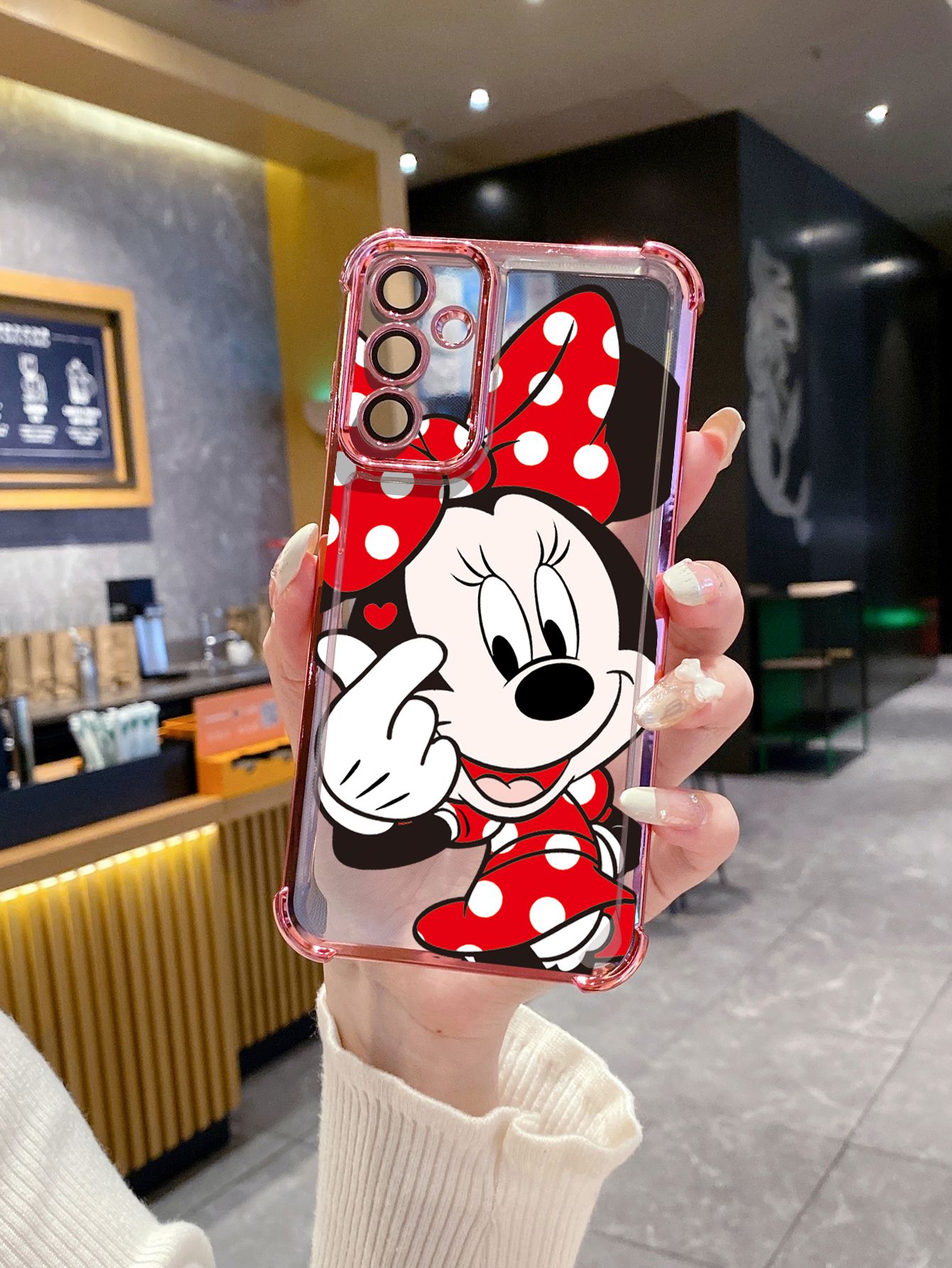 For Xiaomi Redmi Note 14 13 Pro 5G 12S 4G 12 Turbo 11S 13C 12C Hand Heart Mickey Minnie Plating Frame Clear Phone Case Anti-shock Cover