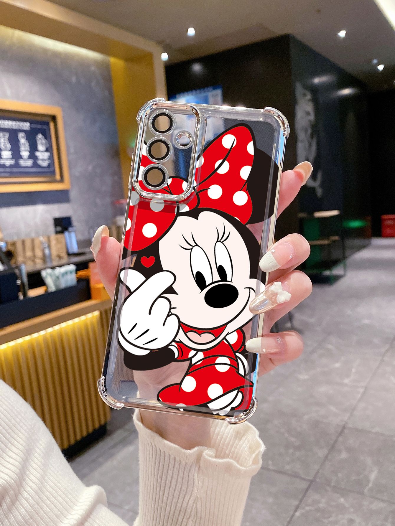 For Xiaomi Redmi Note 14 13 Pro 5G 12S 4G 12 Turbo 11S 13C 12C Hand Heart Mickey Minnie Plating Frame Clear Phone Case Anti-shock Cover