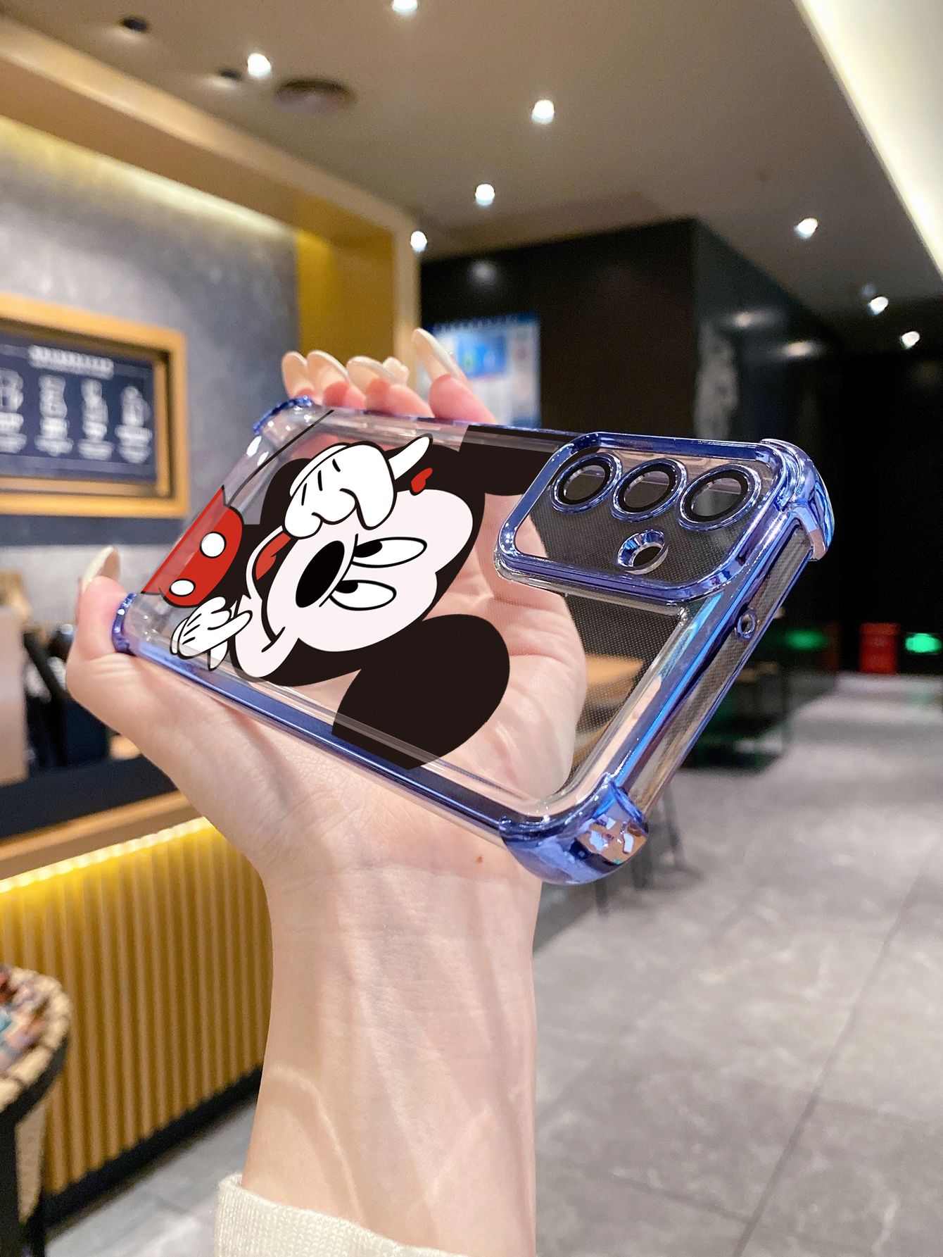 For Xiaomi Redmi Note 14 13 Pro 5G 12S 4G 12 Turbo 11S 13C 12C Hand Heart Mickey Minnie Plating Frame Clear Phone Case Anti-shock Cover