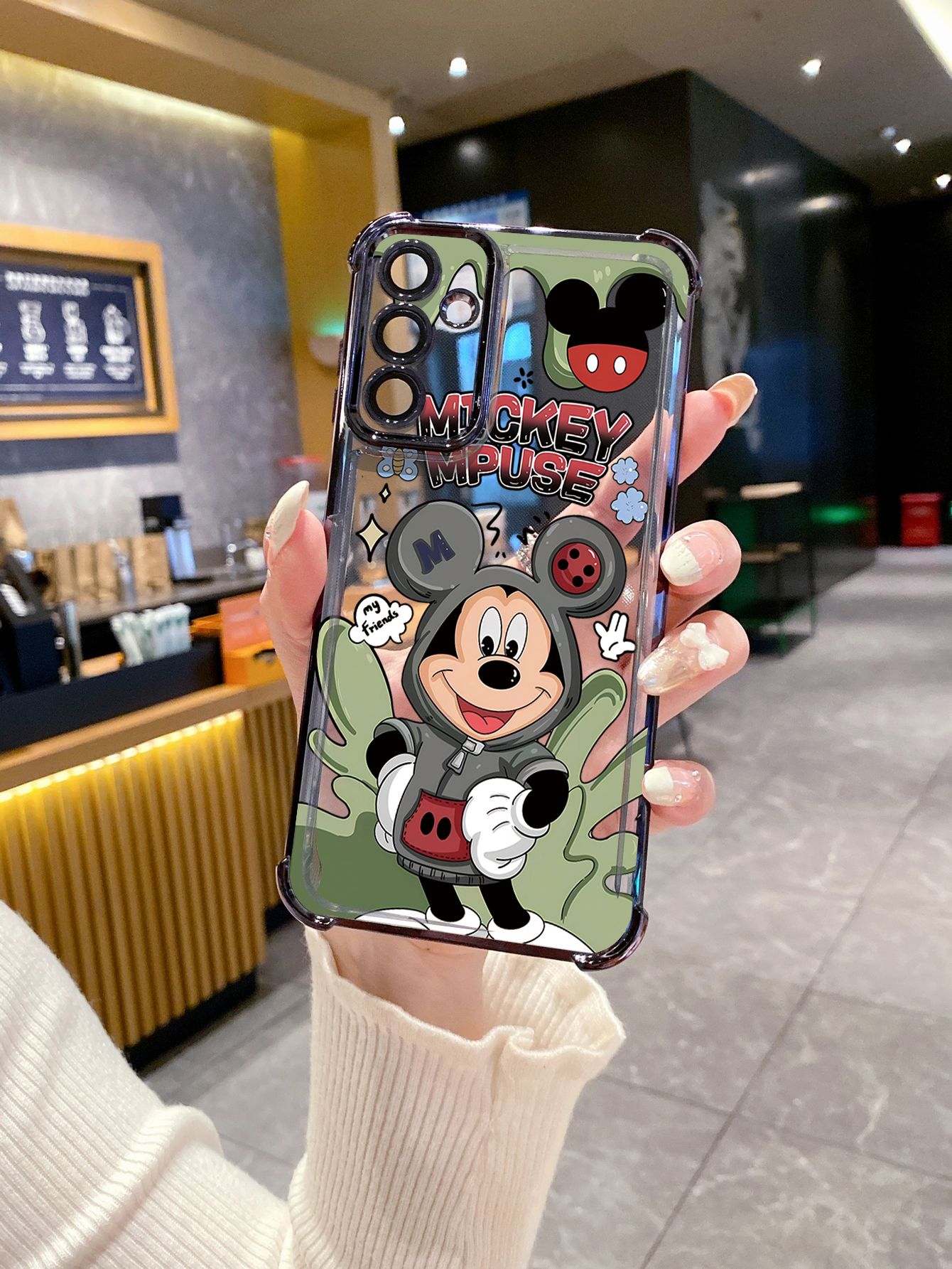 For Samsung Galaxy A15 A05 A35 A55 A14 A34 A33 A53 A73 A32 A56 A36 A06 A16 Lovely Mickey Minnie Plating Frame Clear Phone Case Anti-shock Cover