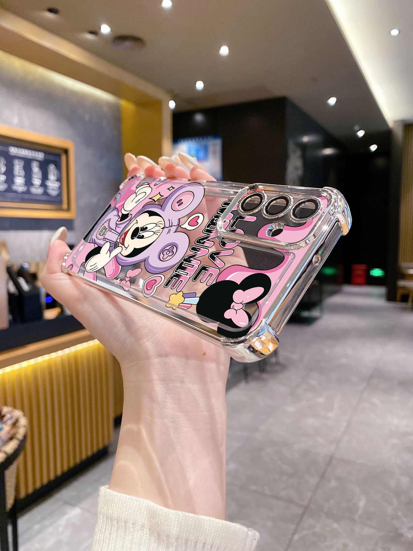 For Samsung Galaxy A15 A05 A35 A55 A14 A34 A33 A53 A73 A32 A56 A36 A06 A16 Lovely Mickey Minnie Plating Frame Clear Phone Case Anti-shock Cover