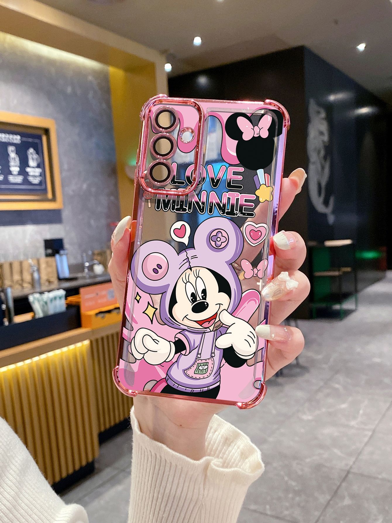 For Samsung Galaxy A15 A05 A35 A55 A14 A34 A33 A53 A73 A32 A56 A36 A06 A16 Lovely Mickey Minnie Plating Frame Clear Phone Case Anti-shock Cover