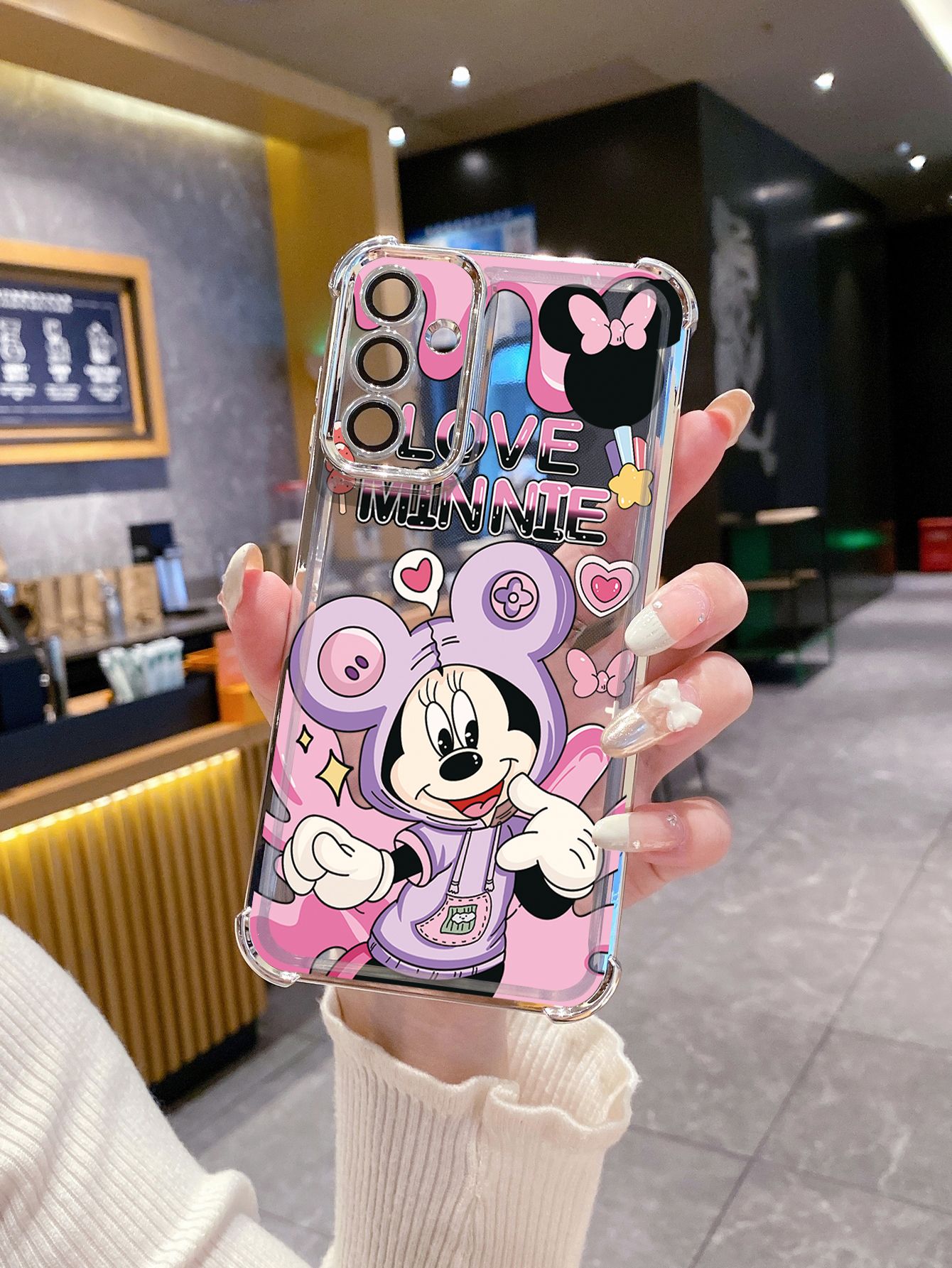 For Samsung Galaxy A15 A05 A35 A55 A14 A34 A33 A53 A73 A32 A56 A36 A06 A16 Lovely Mickey Minnie Plating Frame Clear Phone Case Anti-shock Cover