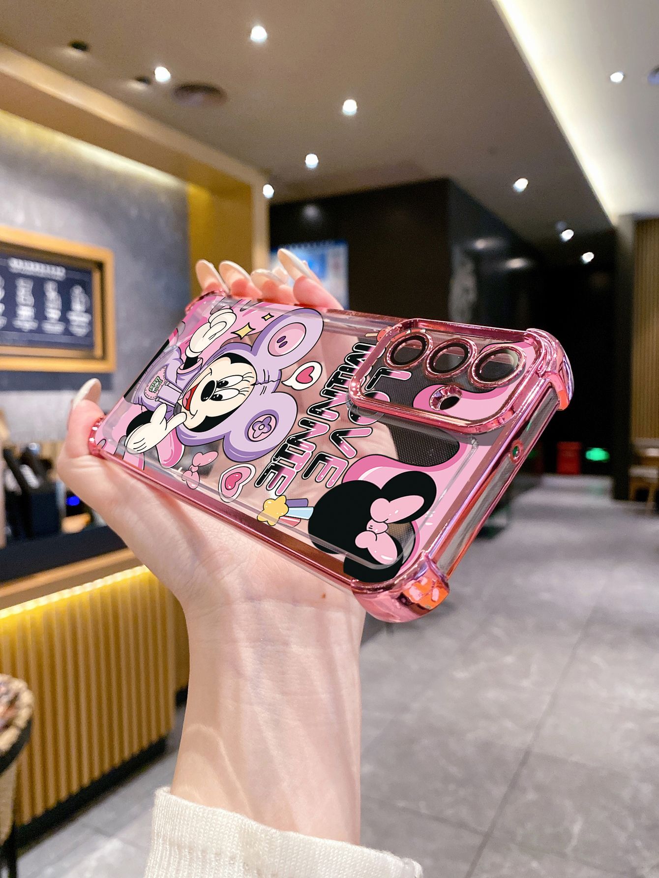 For Samsung Galaxy A15 A05 A35 A55 A14 A34 A33 A53 A73 A32 A56 A36 A06 A16 Lovely Mickey Minnie Plating Frame Clear Phone Case Anti-shock Cover