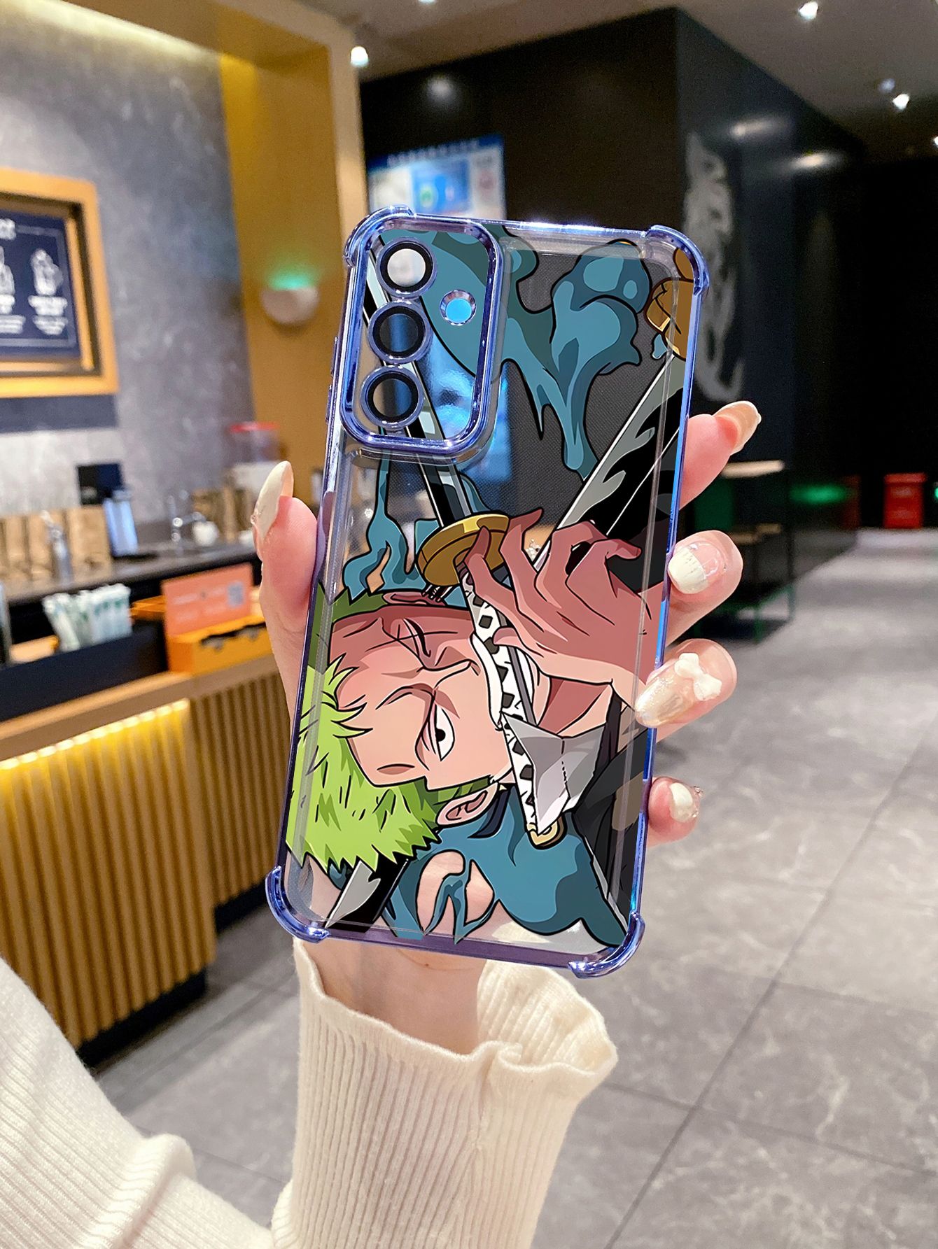 For OPPO A3X A2 Pro A1 A60 A18 A38 A17 A16 A57 A77 4G A59 A98 A78 A58 5G Zoro Luffy Plating Frame Clear Phone Case Anti-shock Cover