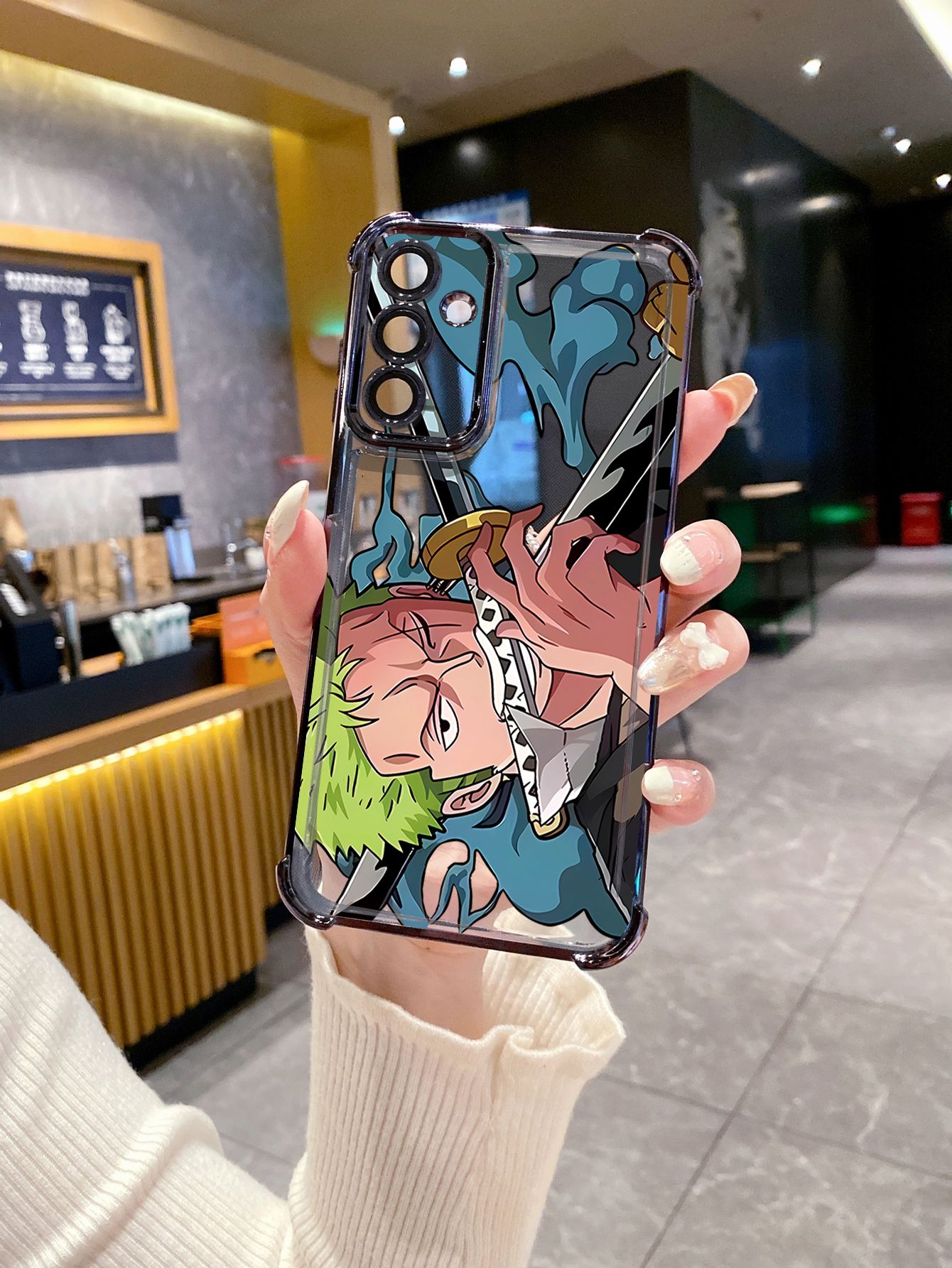 For OPPO A3X A2 Pro A1 A60 A18 A38 A17 A16 A57 A77 4G A59 A98 A78 A58 5G Zoro Luffy Plating Frame Clear Phone Case Anti-shock Cover