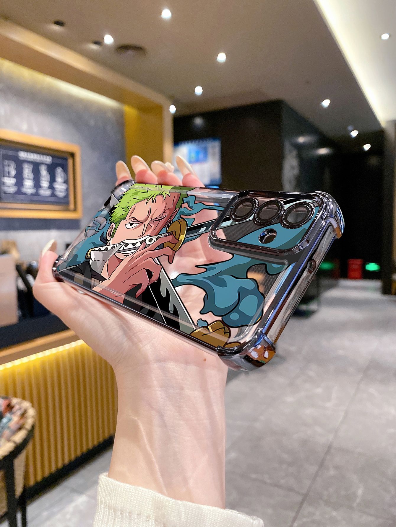 For OPPO A3X A2 Pro A1 A60 A18 A38 A17 A16 A57 A77 4G A59 A98 A78 A58 5G Zoro Luffy Plating Frame Clear Phone Case Anti-shock Cover