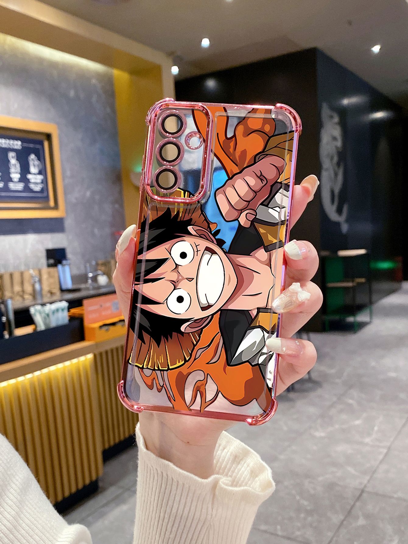 For OPPO A3X A2 Pro A1 A60 A18 A38 A17 A16 A57 A77 4G A59 A98 A78 A58 5G Zoro Luffy Plating Frame Clear Phone Case Anti-shock Cover