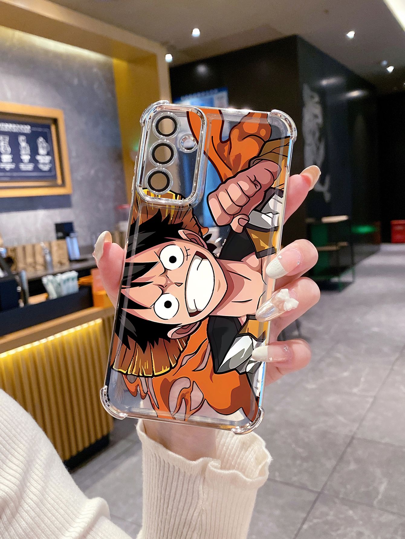 For OPPO A3X A2 Pro A1 A60 A18 A38 A17 A16 A57 A77 4G A59 A98 A78 A58 5G Zoro Luffy Plating Frame Clear Phone Case Anti-shock Cover