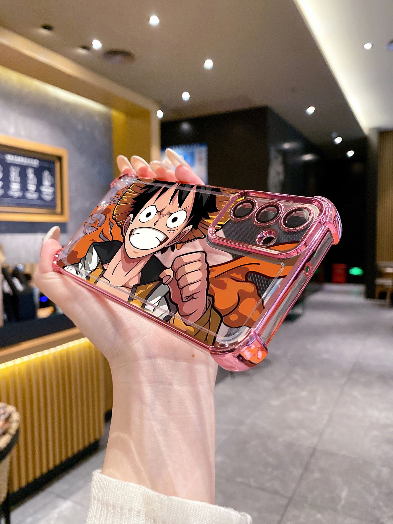 For OPPO A3X A2 Pro A1 A60 A18 A38 A17 A16 A57 A77 4G A59 A98 A78 A58 5G Zoro Luffy Plating Frame Clear Phone Case Anti-shock Cover
