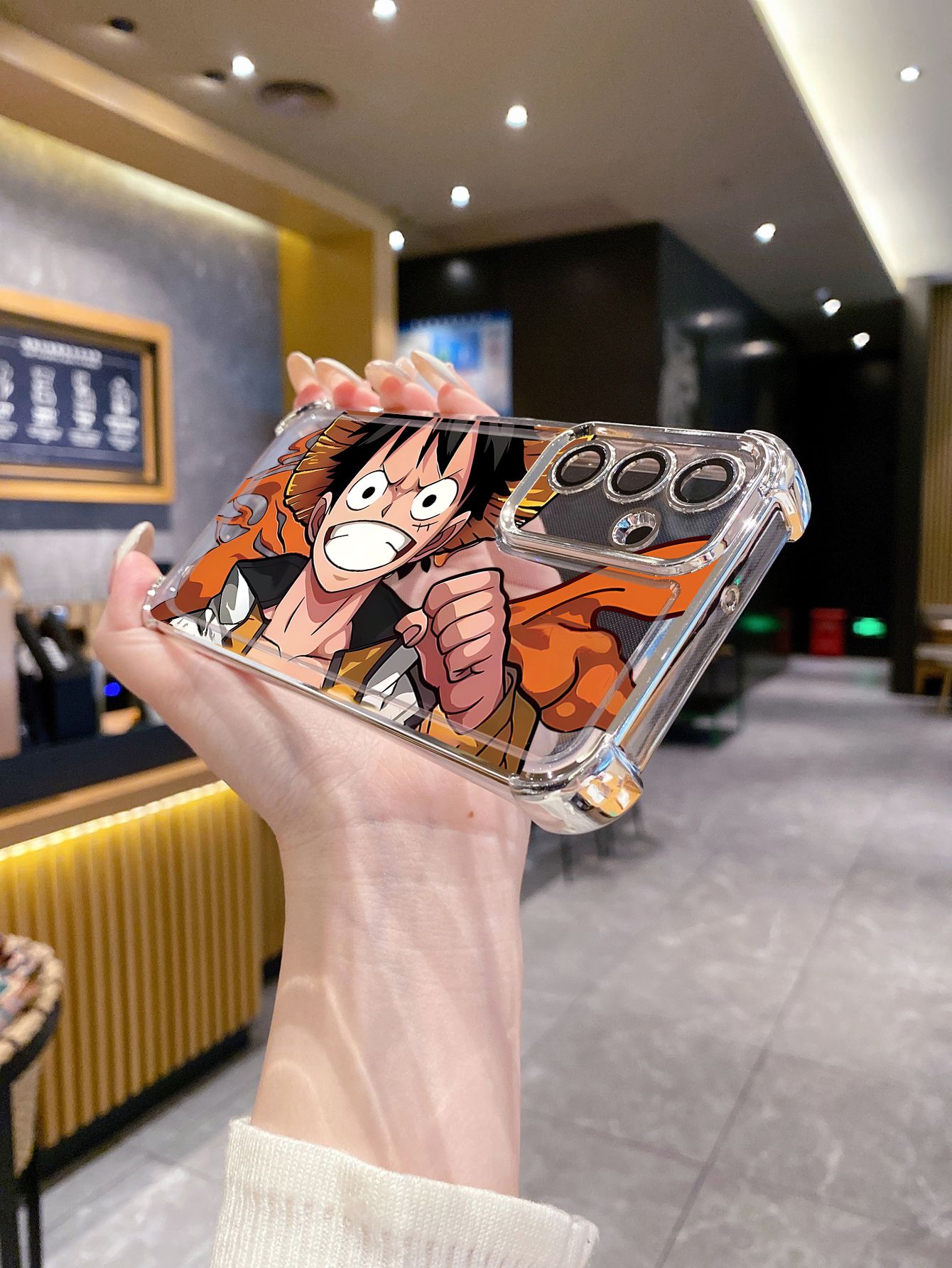 For OPPO A3X A2 Pro A1 A60 A18 A38 A17 A16 A57 A77 4G A59 A98 A78 A58 5G Zoro Luffy Plating Frame Clear Phone Case Anti-shock Cover