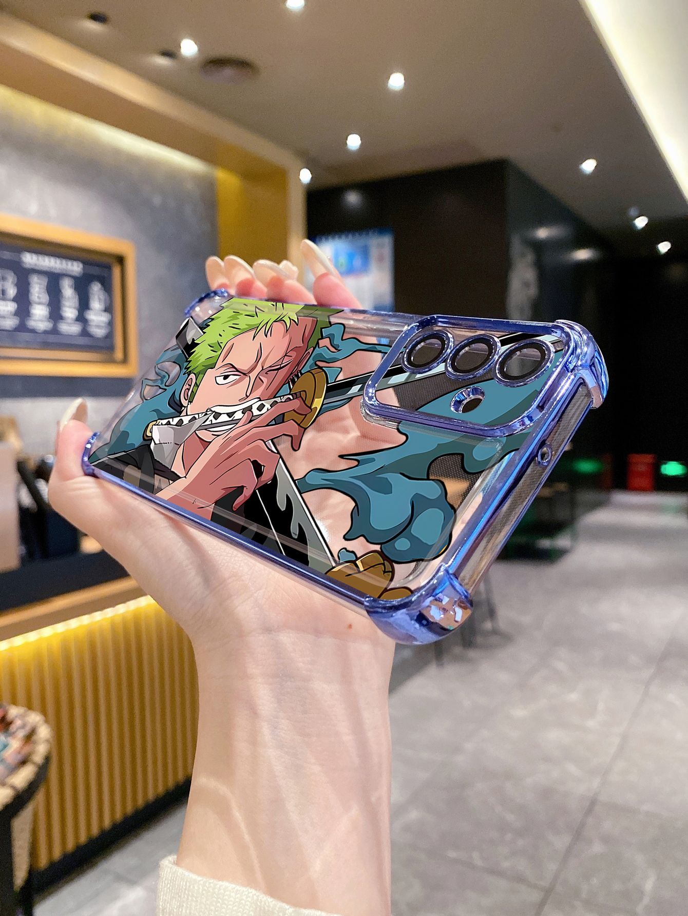 For OPPO A3X A2 Pro A1 A60 A18 A38 A17 A16 A57 A77 4G A59 A98 A78 A58 5G Zoro Luffy Plating Frame Clear Phone Case Anti-shock Cover