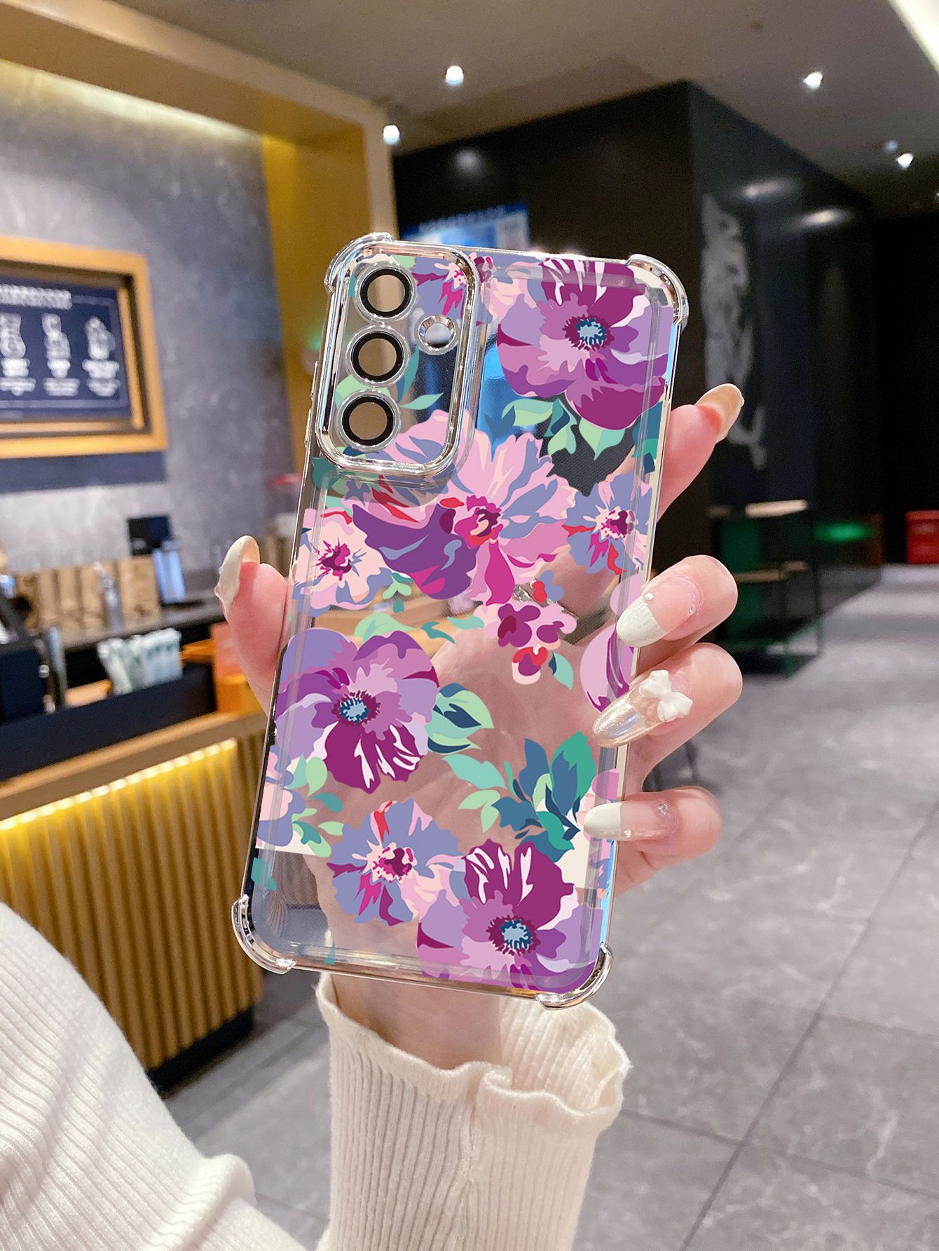 For VIVO Y17S Y27 T1X Y02S Y21S Y02 Y33S Y12S Y18 Y38 Y20 Luxury Flower Plating Frame Clear Phone Case Anti-shock Cover