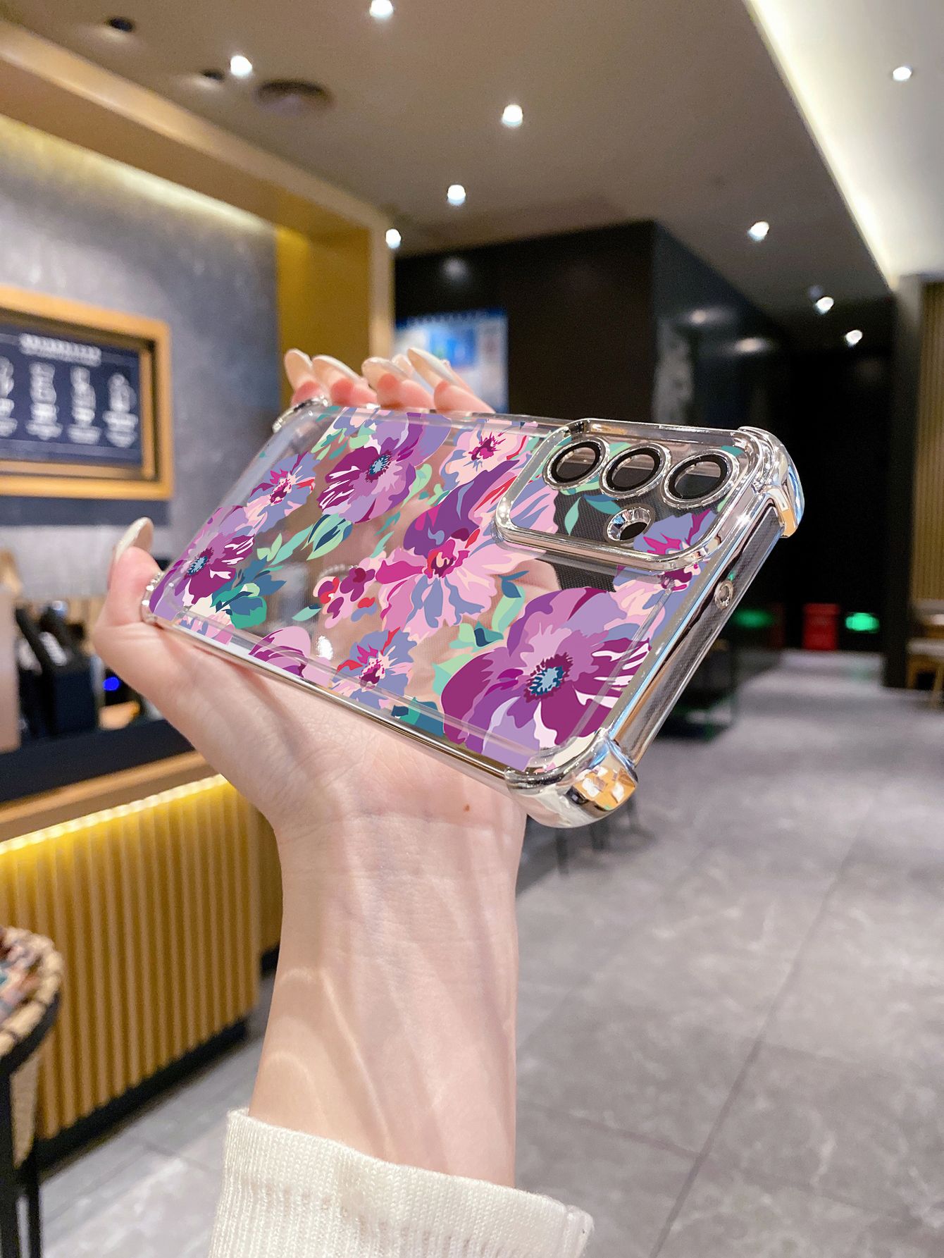 For VIVO Y17S Y27 T1X Y02S Y21S Y02 Y33S Y12S Y18 Y38 Y20 Luxury Flower Plating Frame Clear Phone Case Anti-shock Cover