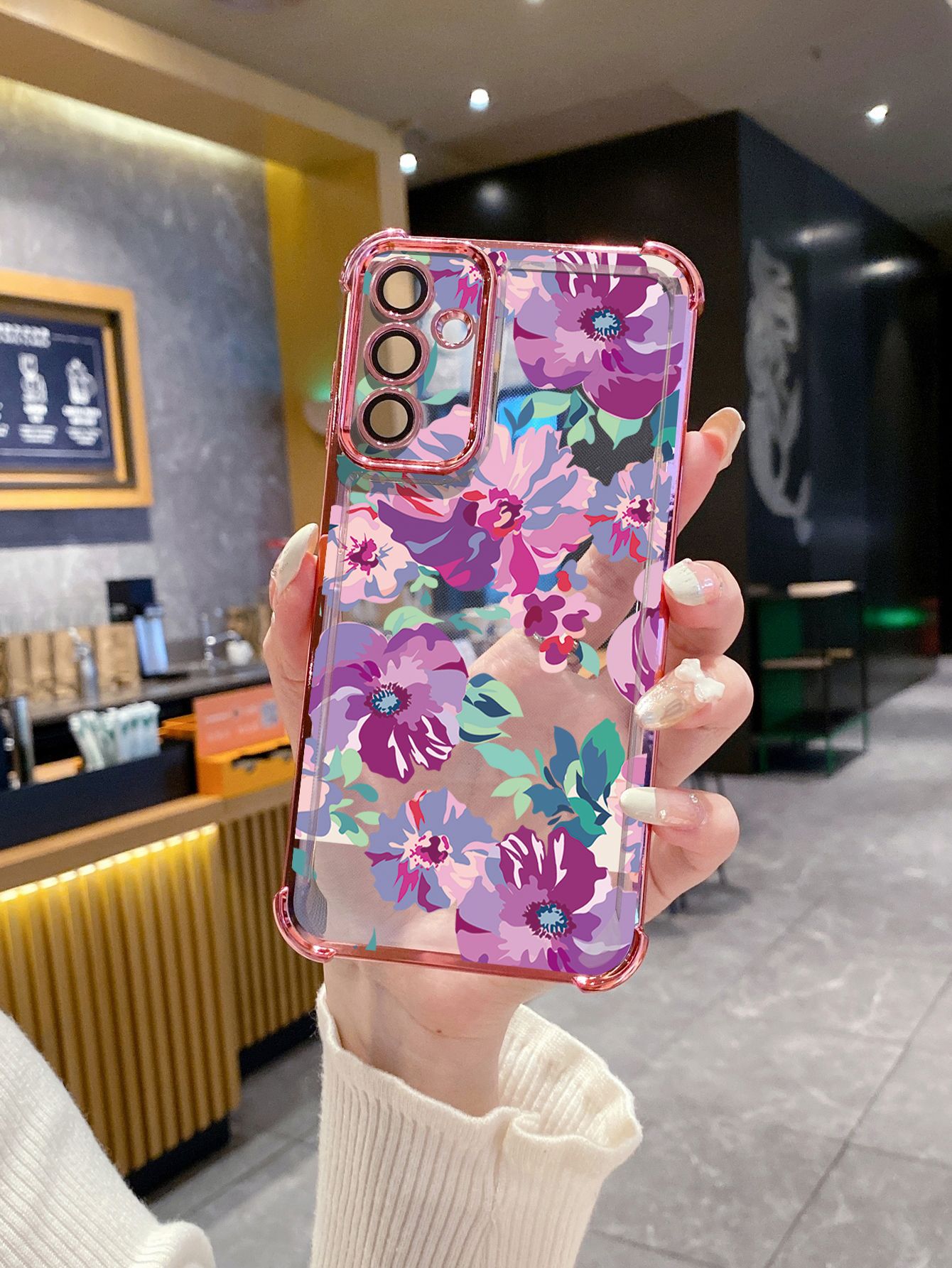 For VIVO Y17S Y27 T1X Y02S Y21S Y02 Y33S Y12S Y18 Y38 Y20 Luxury Flower Plating Frame Clear Phone Case Anti-shock Cover