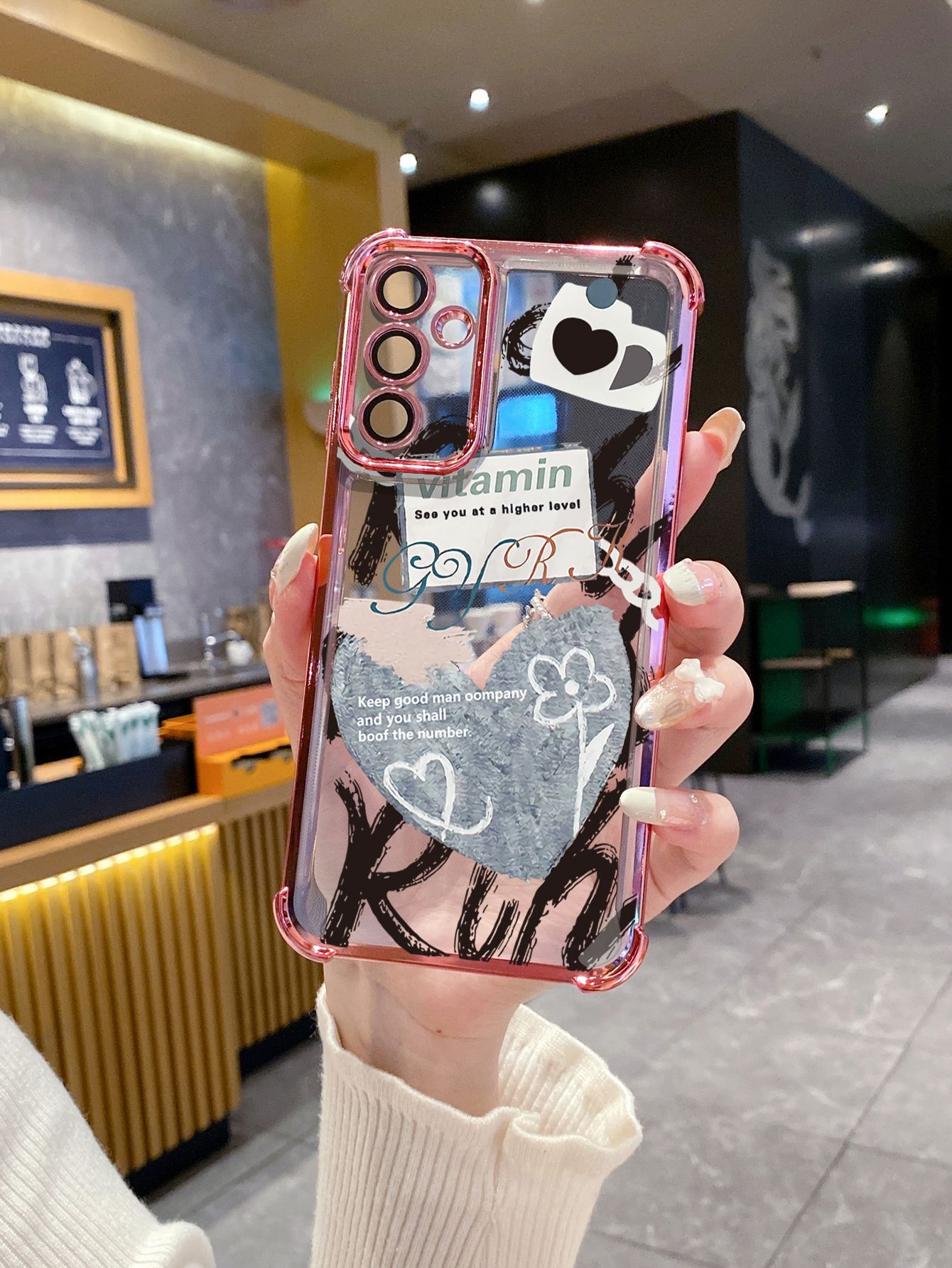 For Samsung Galaxy A15 A05 A35 A55 A14 A34 A33 A53 A73 A32 A56 A36 A06 A16 Smile Heart Plating Frame Clear Phone Case Anti-shock Cover