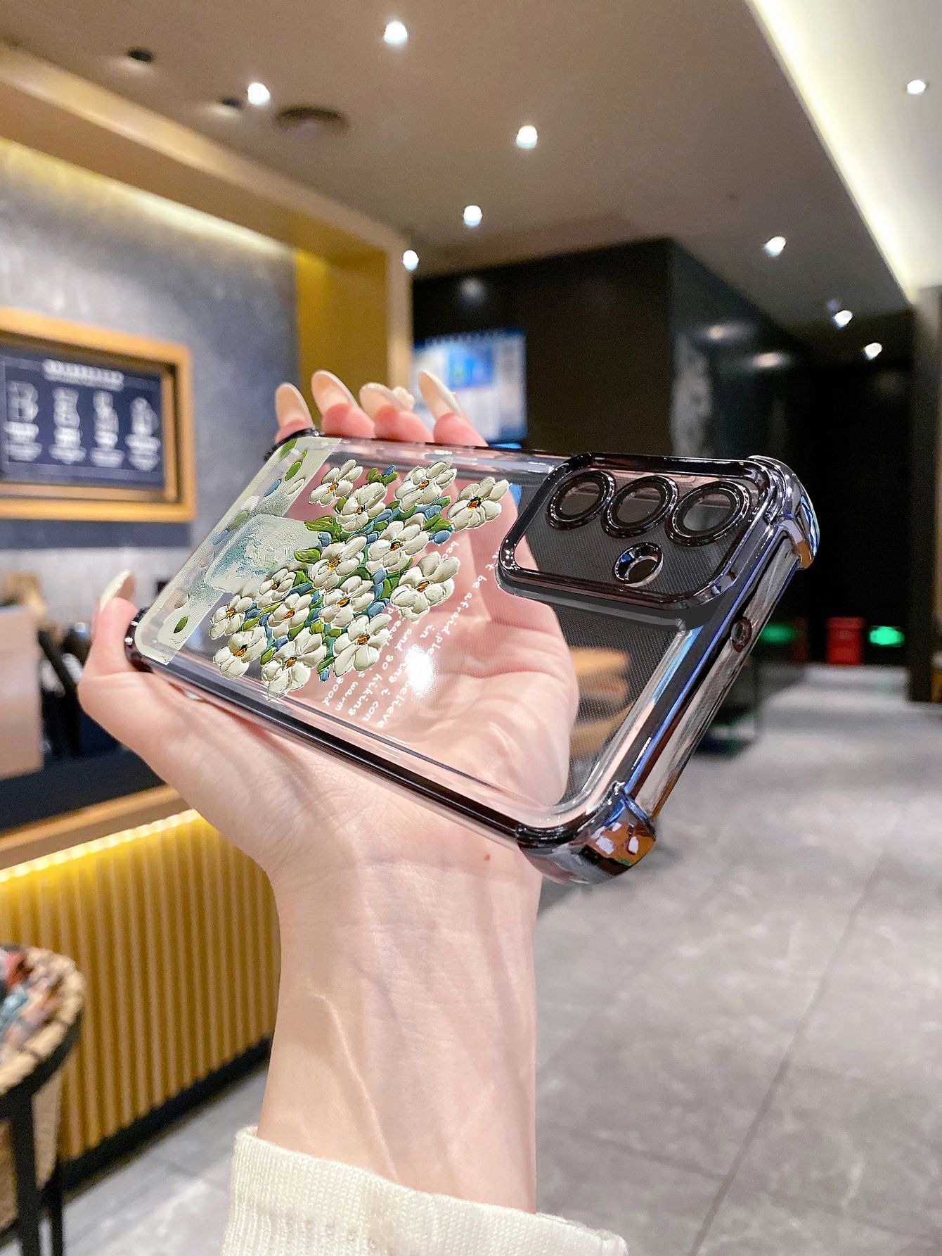 For Samsung Galaxy A15 A05 A35 A55 A14 A34 A33 A53 A73 A32 A56 A36 A06 A16 Smile Flower Plating Frame Clear Phone Case Anti-shock Cover