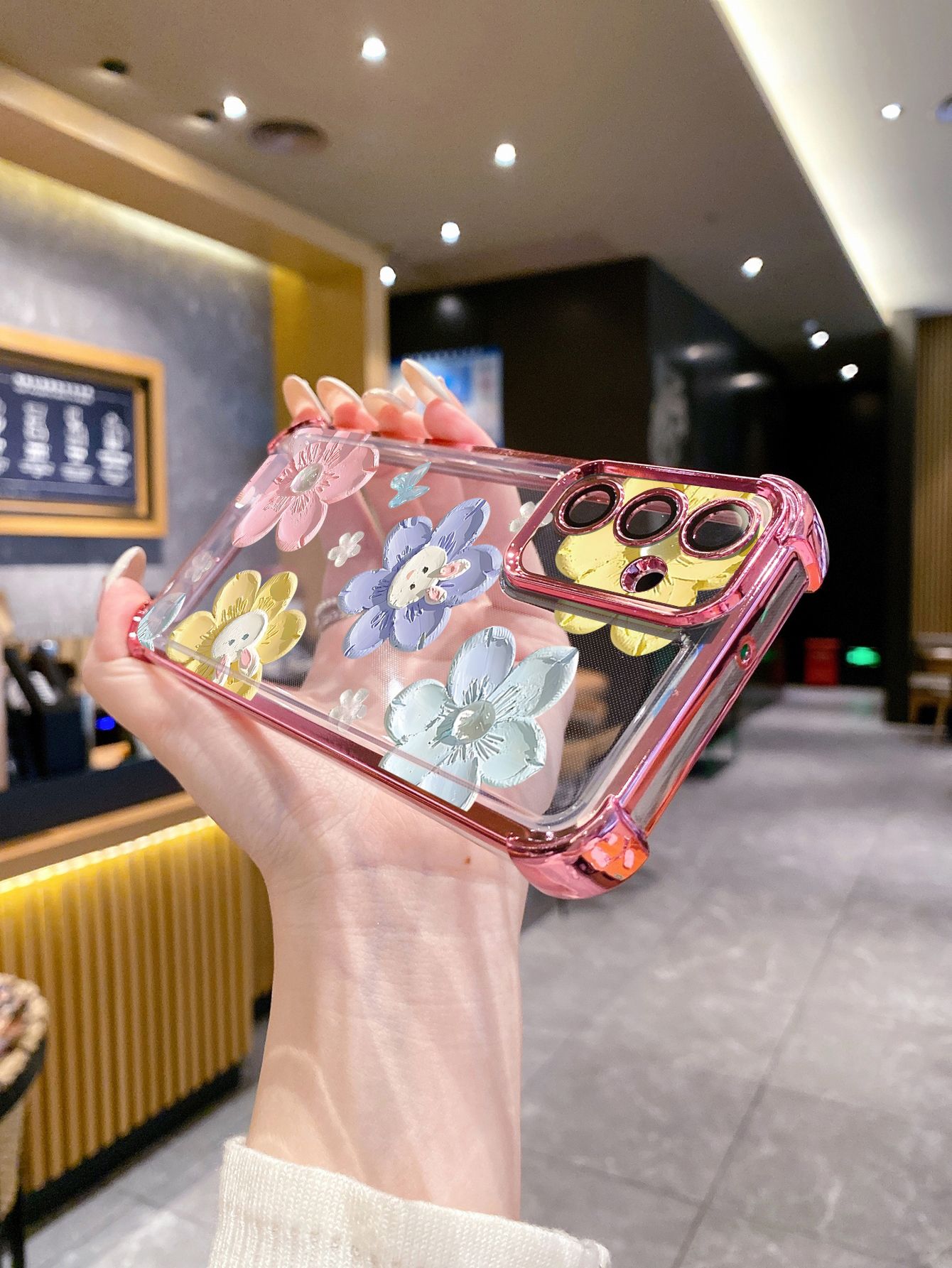 For Huawei Pura 70 Ultra Mate 60 70 Pro Honor 300 200 X9A 90 Lite Smile Flower Plating Frame Clear Phone Case Anti-shock Cover