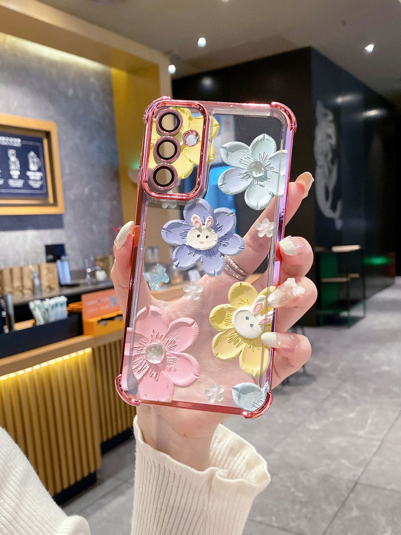 For Huawei Pura 70 Ultra Mate 60 70 Pro Honor 300 200 X9A 90 Lite Smile Flower Plating Frame Clear Phone Case Anti-shock Cover