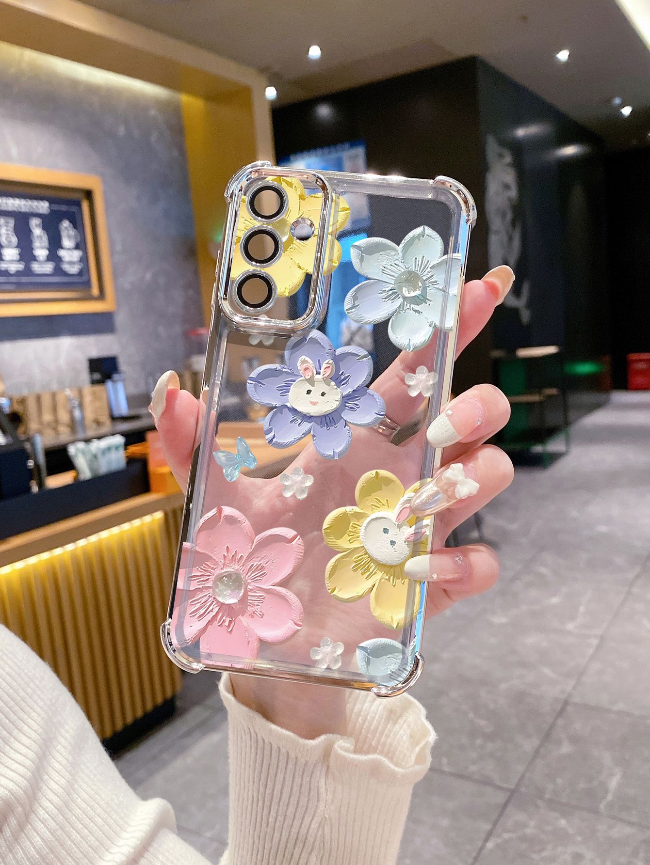 For Huawei Pura 70 Ultra Mate 60 70 Pro Honor 300 200 X9A 90 Lite Smile Flower Plating Frame Clear Phone Case Anti-shock Cover