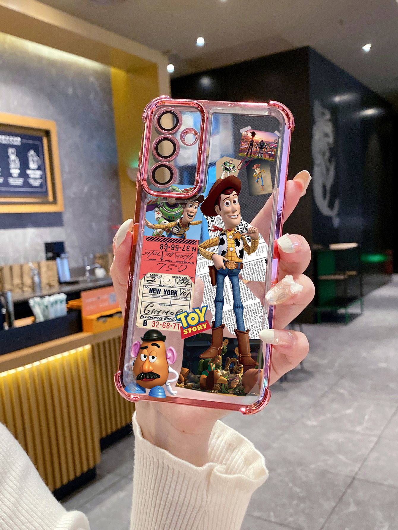 For iPhone 16 15 Pro Max 14 Plus 13 12 11 XR 8 7 SE 2022 XS Toy Stories Woody Plating Frame Clear Phone Case Anti-shock Cover