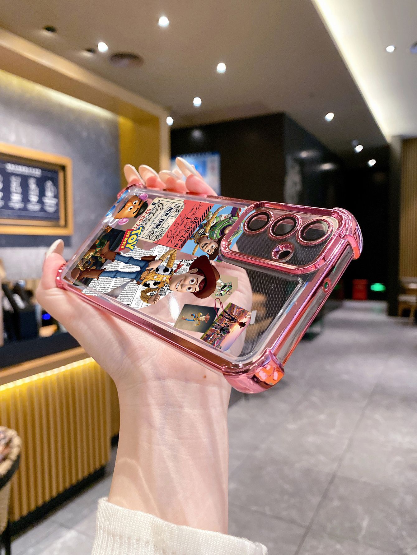 For iPhone 16 15 Pro Max 14 Plus 13 12 11 XR 8 7 SE 2022 XS Toy Stories Woody Plating Frame Clear Phone Case Anti-shock Cover