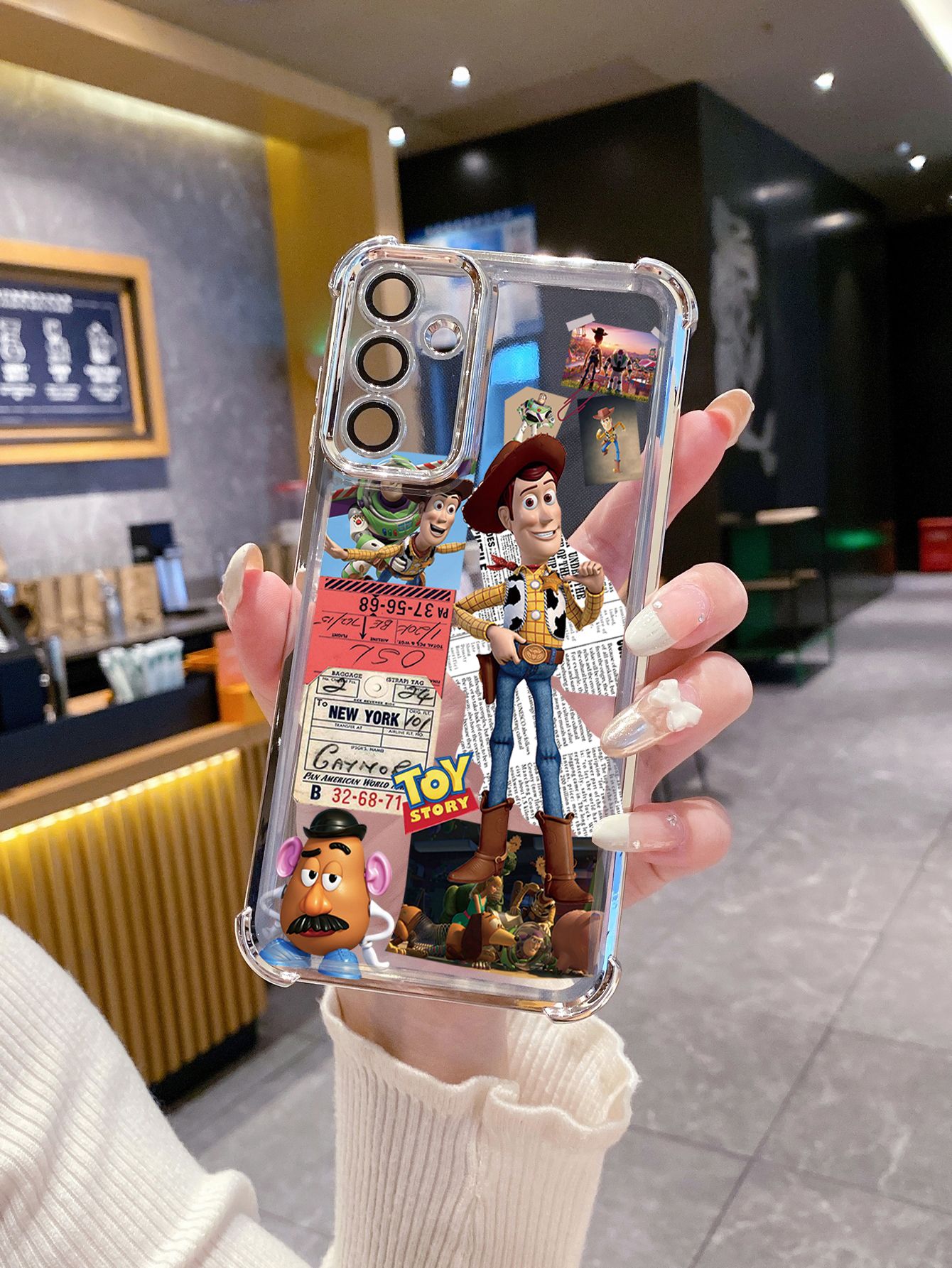 For iPhone 16 15 Pro Max 14 Plus 13 12 11 XR 8 7 SE 2022 XS Toy Stories Woody Plating Frame Clear Phone Case Anti-shock Cover
