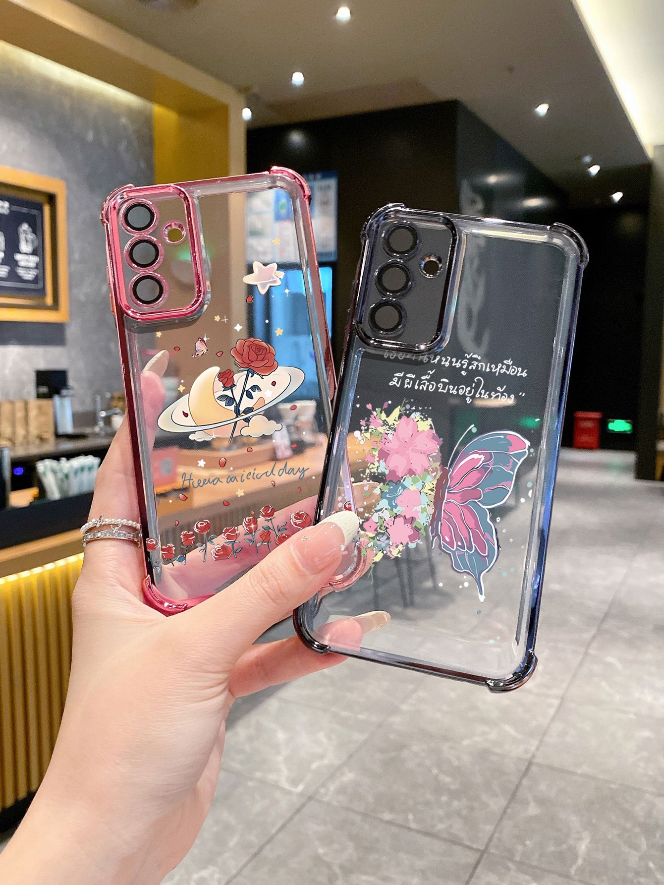 For Huawei Pura 70 Ultra Mate 60 70 Pro Honor 300 200 X9A 90 Lite Rose Butterfly Plating Frame Clear Phone Case Anti-shock Cover