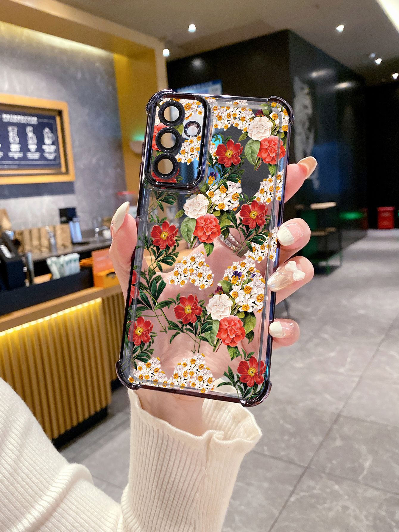 For iPhone 16 15 Pro Max 14 Plus 13 12 11 XR 8 7 SE 2022 XS Women Flower Plating Frame Clear Phone Case Anti-shock Cover