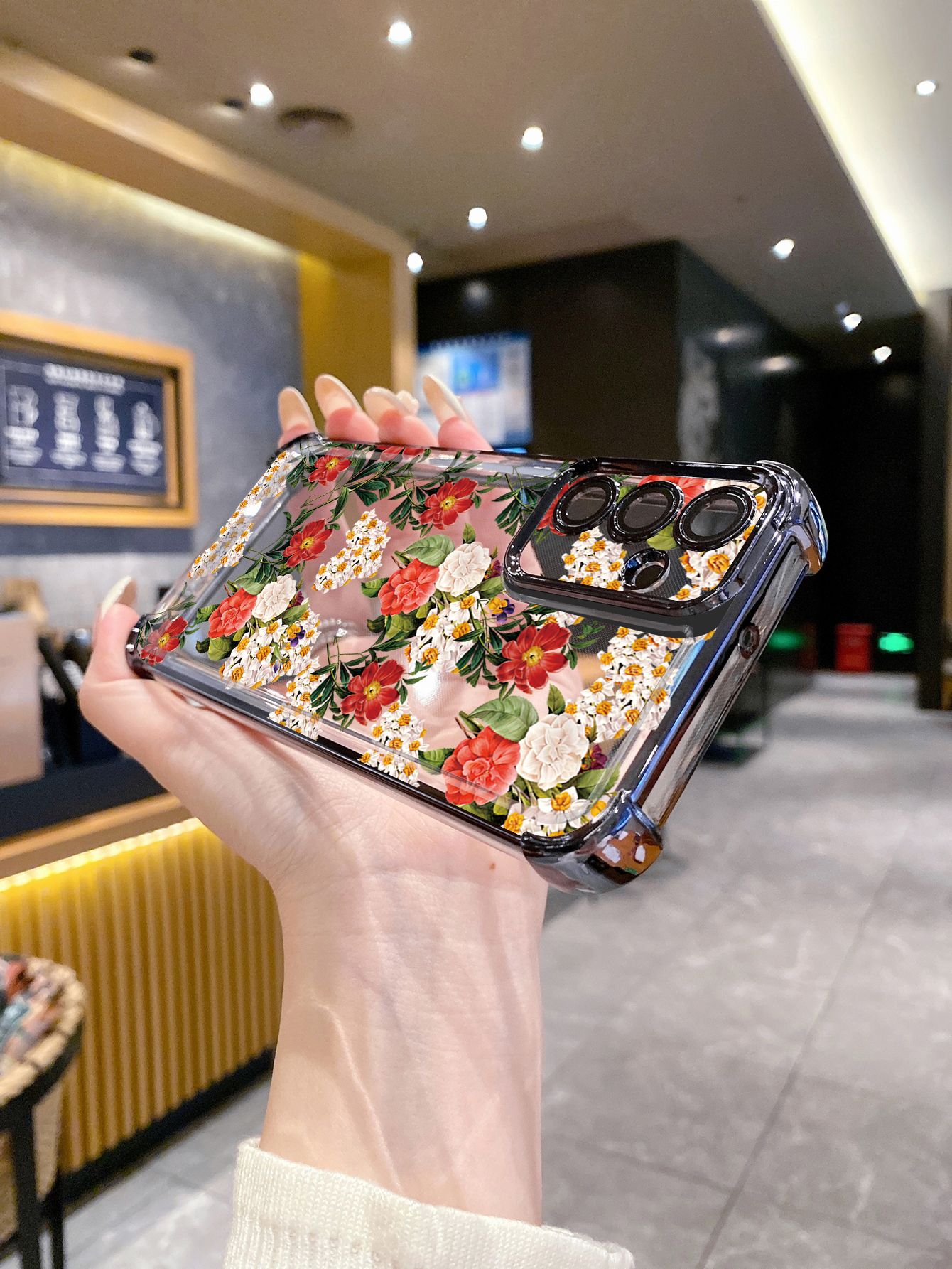 For iPhone 16 15 Pro Max 14 Plus 13 12 11 XR 8 7 SE 2022 XS Women Flower Plating Frame Clear Phone Case Anti-shock Cover