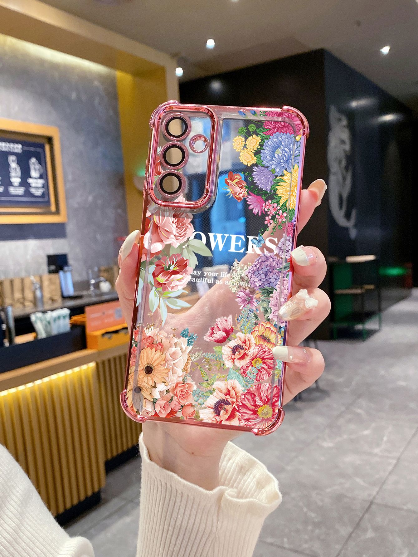 For iPhone 16 15 Pro Max 14 Plus 13 12 11 XR 8 7 SE 2022 XS Women Flower Plating Frame Clear Phone Case Anti-shock Cover