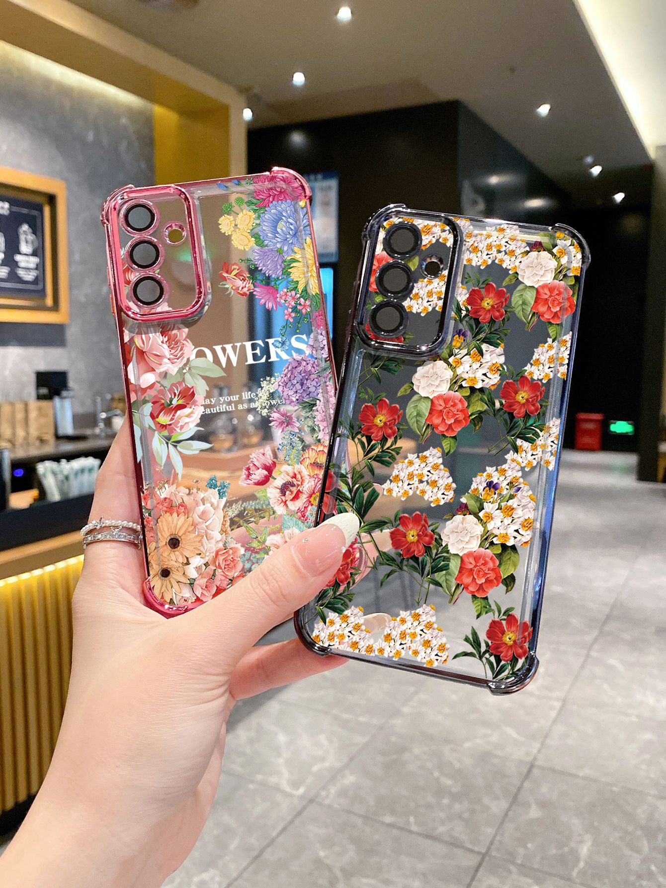 For OPPO A3X A2 Pro A1 A60 A18 A38 A17 A16 A57 A77 4G A59 A98 A78 A58 5G Women Flower Plating Frame Clear Phone Case Anti-shock Cover