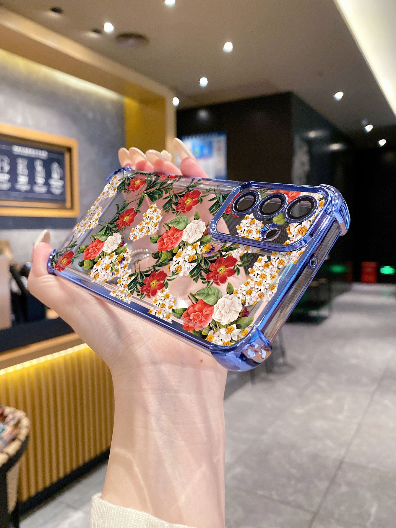 For OPPO A3X A2 Pro A1 A60 A18 A38 A17 A16 A57 A77 4G A59 A98 A78 A58 5G Women Flower Plating Frame Clear Phone Case Anti-shock Cover