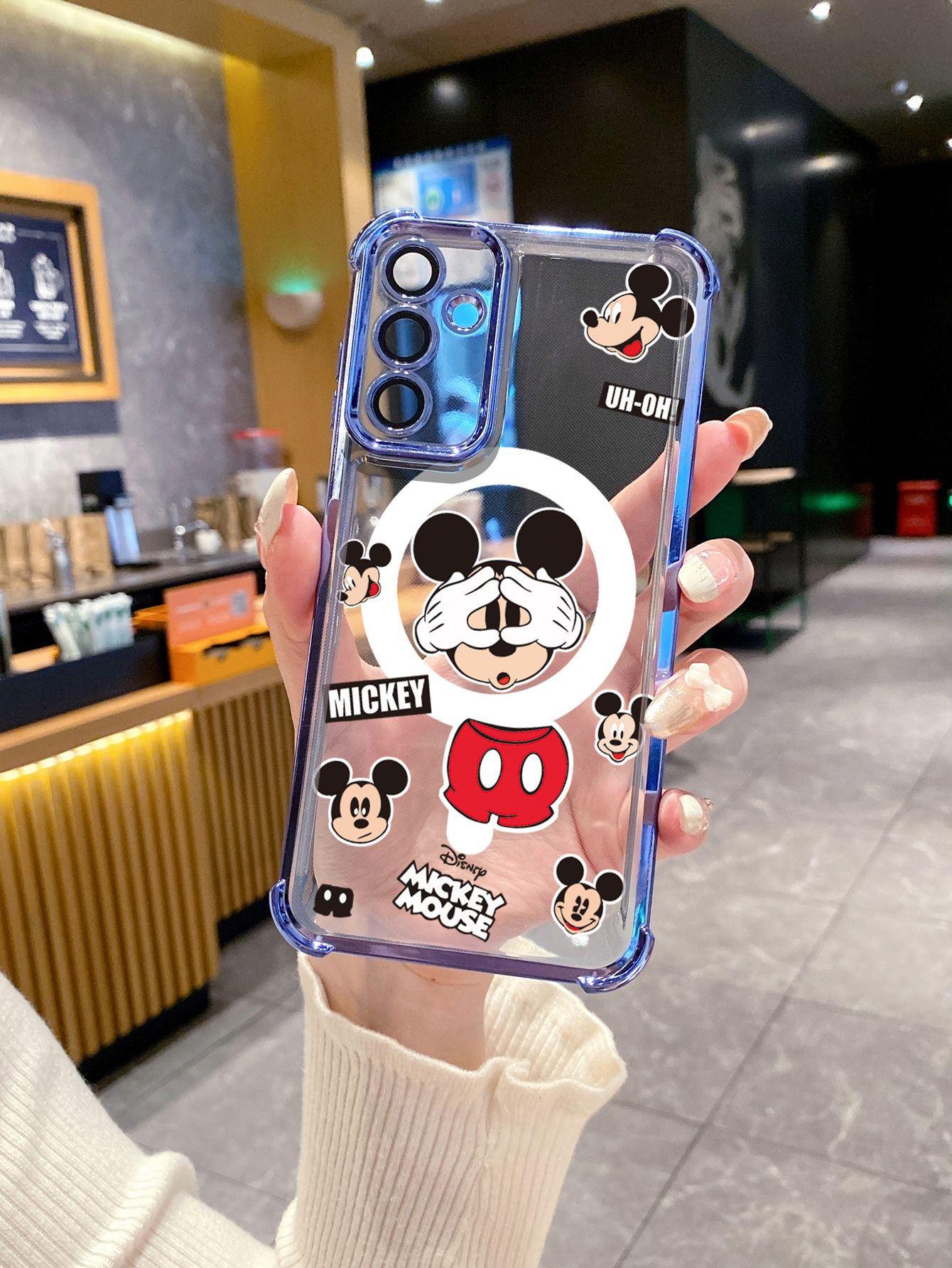 For Huawei Pura 70 Ultra Mate 60 70 Pro Honor 300 200 X9A 90 Lite Funny Shinning Mickey Mouse Plating Frame Clear Phone Case Anti-shock Cover
