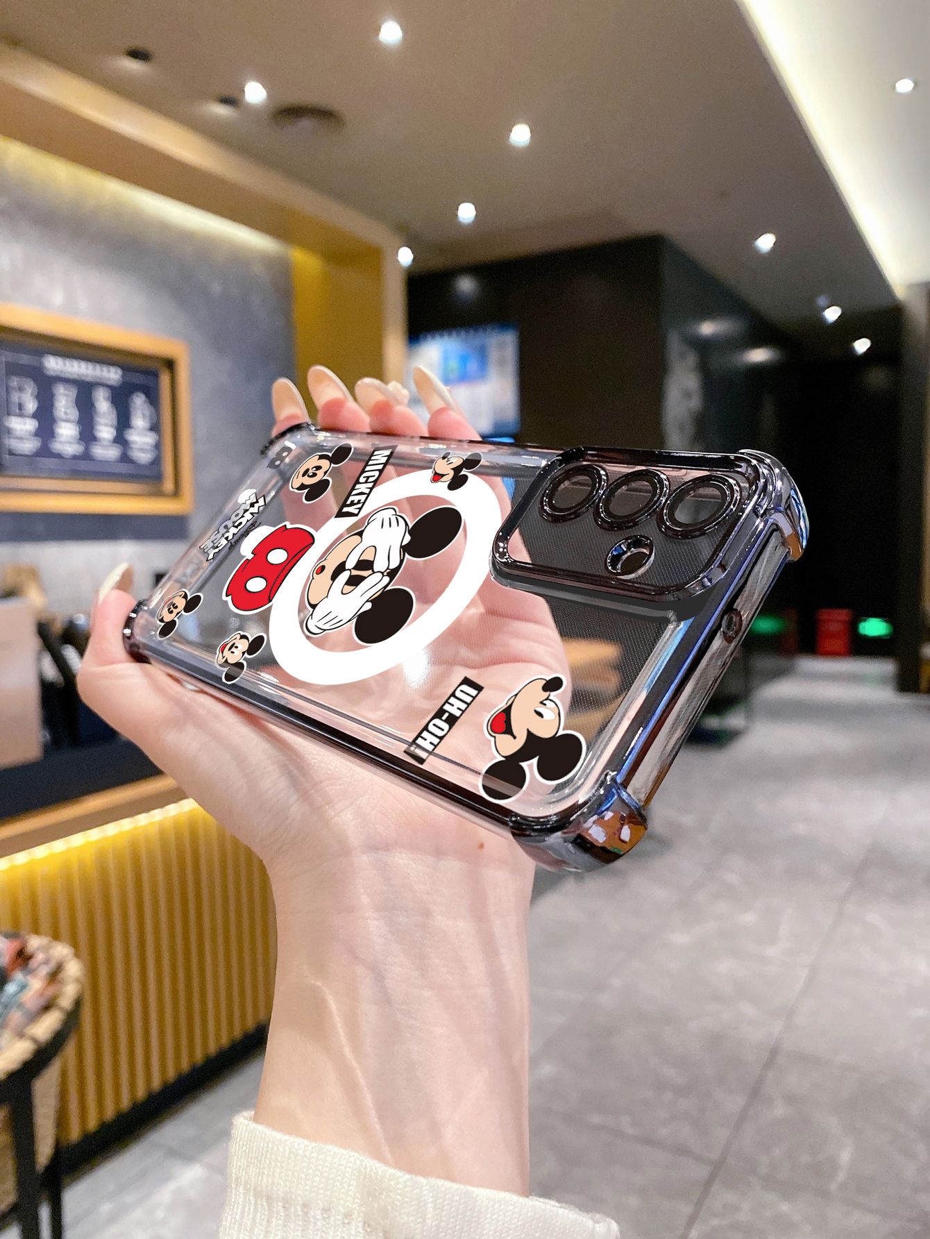 For Huawei Pura 70 Ultra Mate 60 70 Pro Honor 300 200 X9A 90 Lite Funny Shinning Mickey Mouse Plating Frame Clear Phone Case Anti-shock Cover