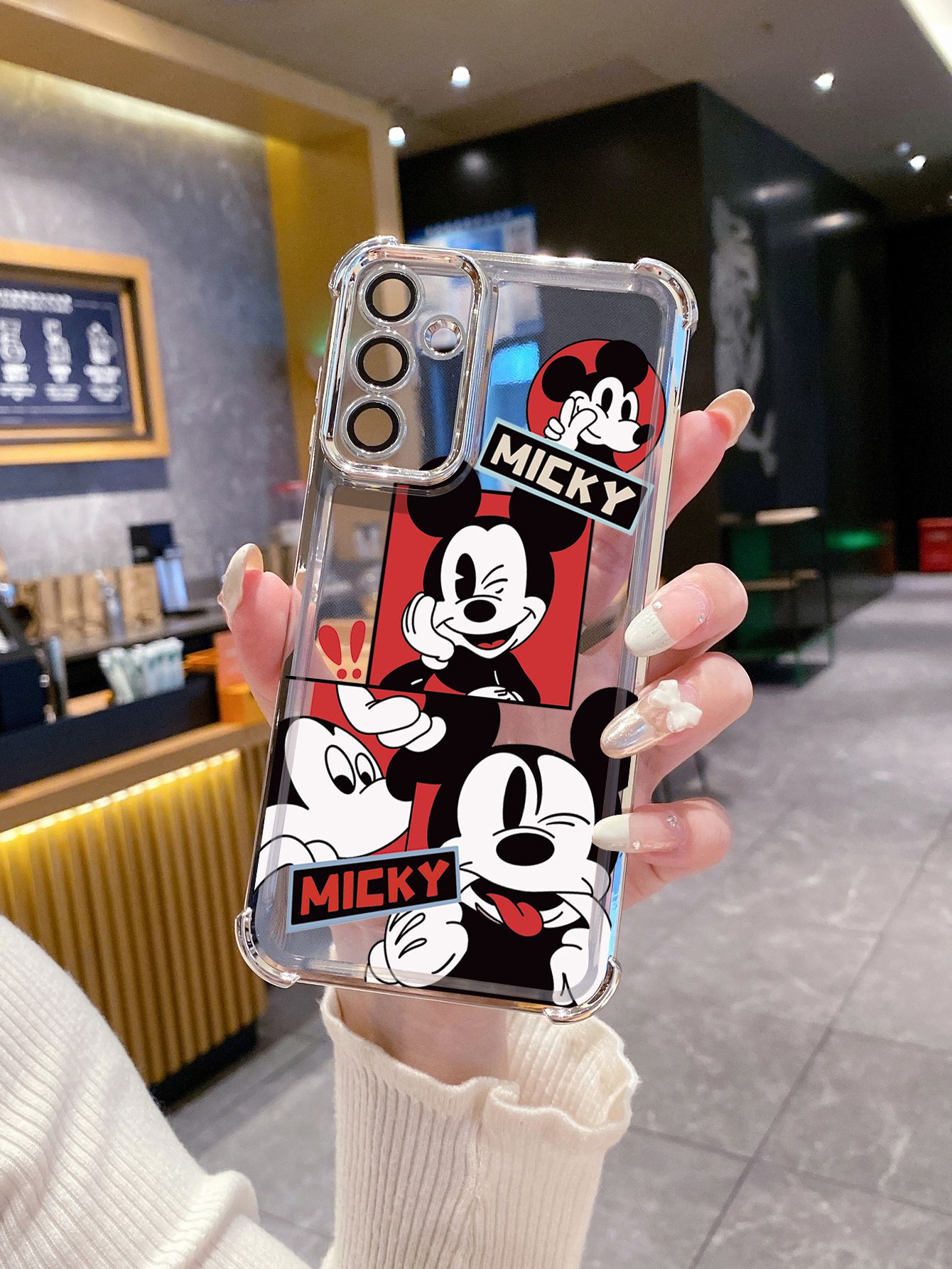 For Huawei Pura 70 Ultra Mate 60 70 Pro Honor 300 200 X9A 90 Lite Funny Shinning Mickey Mouse Plating Frame Clear Phone Case Anti-shock Cover