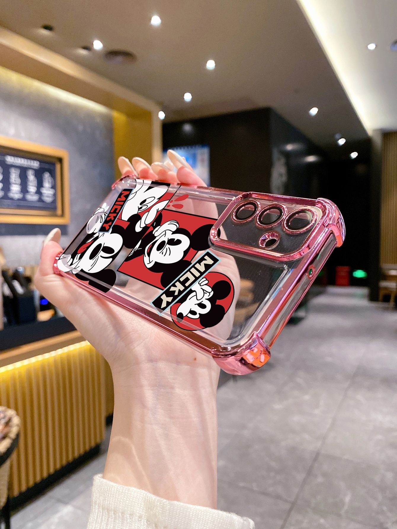 For Huawei Pura 70 Ultra Mate 60 70 Pro Honor 300 200 X9A 90 Lite Funny Shinning Mickey Mouse Plating Frame Clear Phone Case Anti-shock Cover