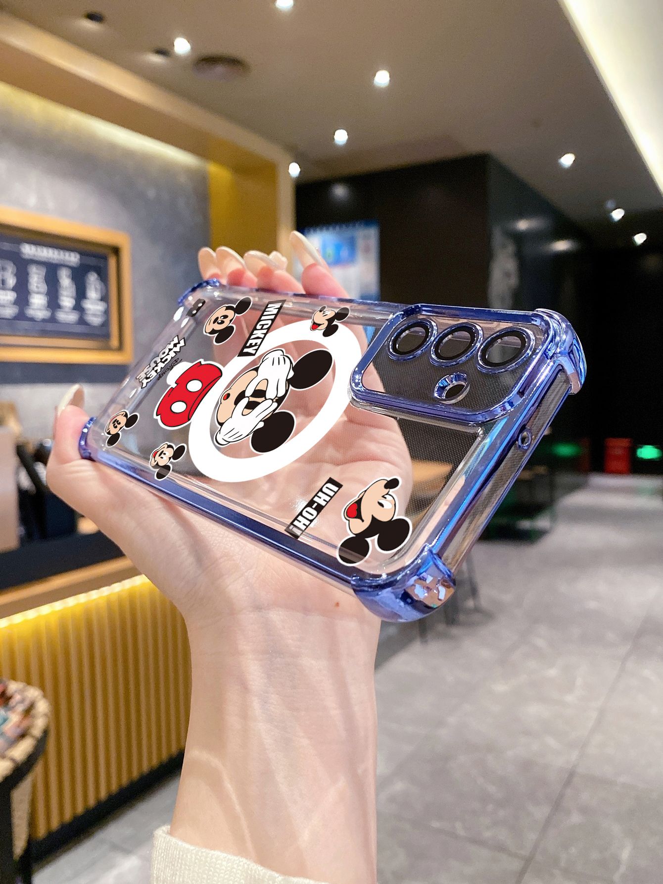 For Huawei Pura 70 Ultra Mate 60 70 Pro Honor 300 200 X9A 90 Lite Funny Shinning Mickey Mouse Plating Frame Clear Phone Case Anti-shock Cover