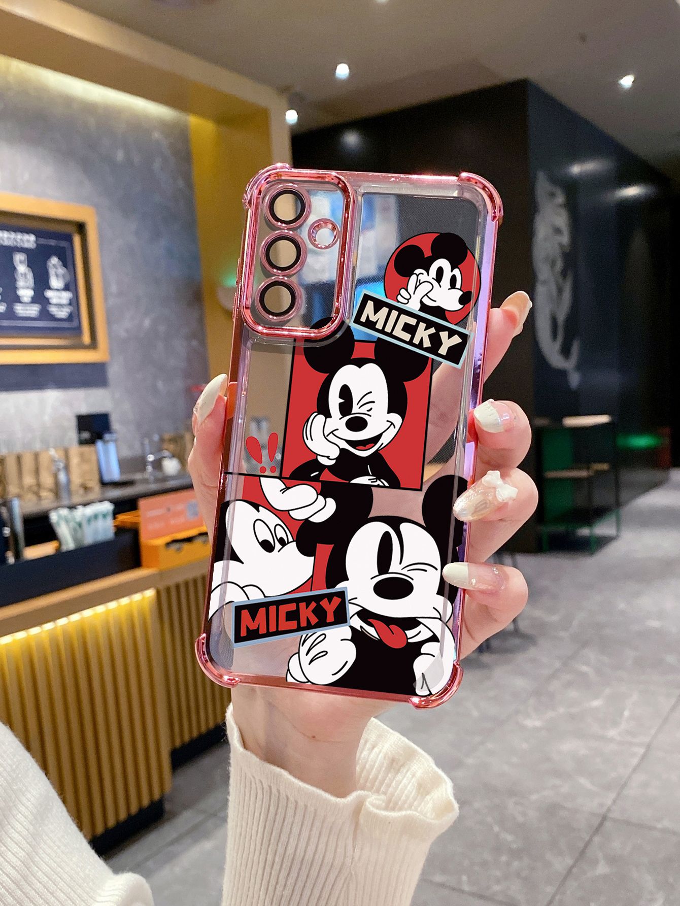 For Huawei Pura 70 Ultra Mate 60 70 Pro Honor 300 200 X9A 90 Lite Funny Shinning Mickey Mouse Plating Frame Clear Phone Case Anti-shock Cover
