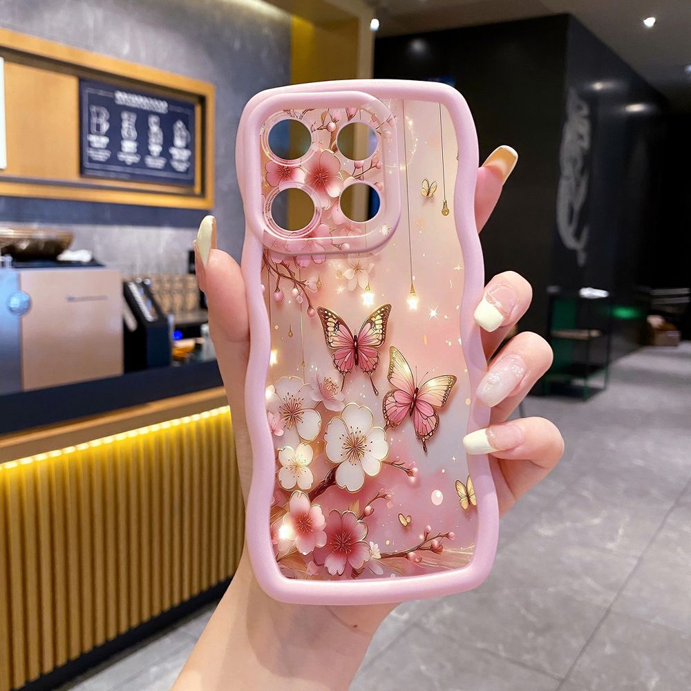 For Xiaomi Redmi Note 13 Pro 5G 12S 12 Turbo 11S 13C 12C Blue Butterfly Starlight Wave Frame Phone Case Anti Drop Cover