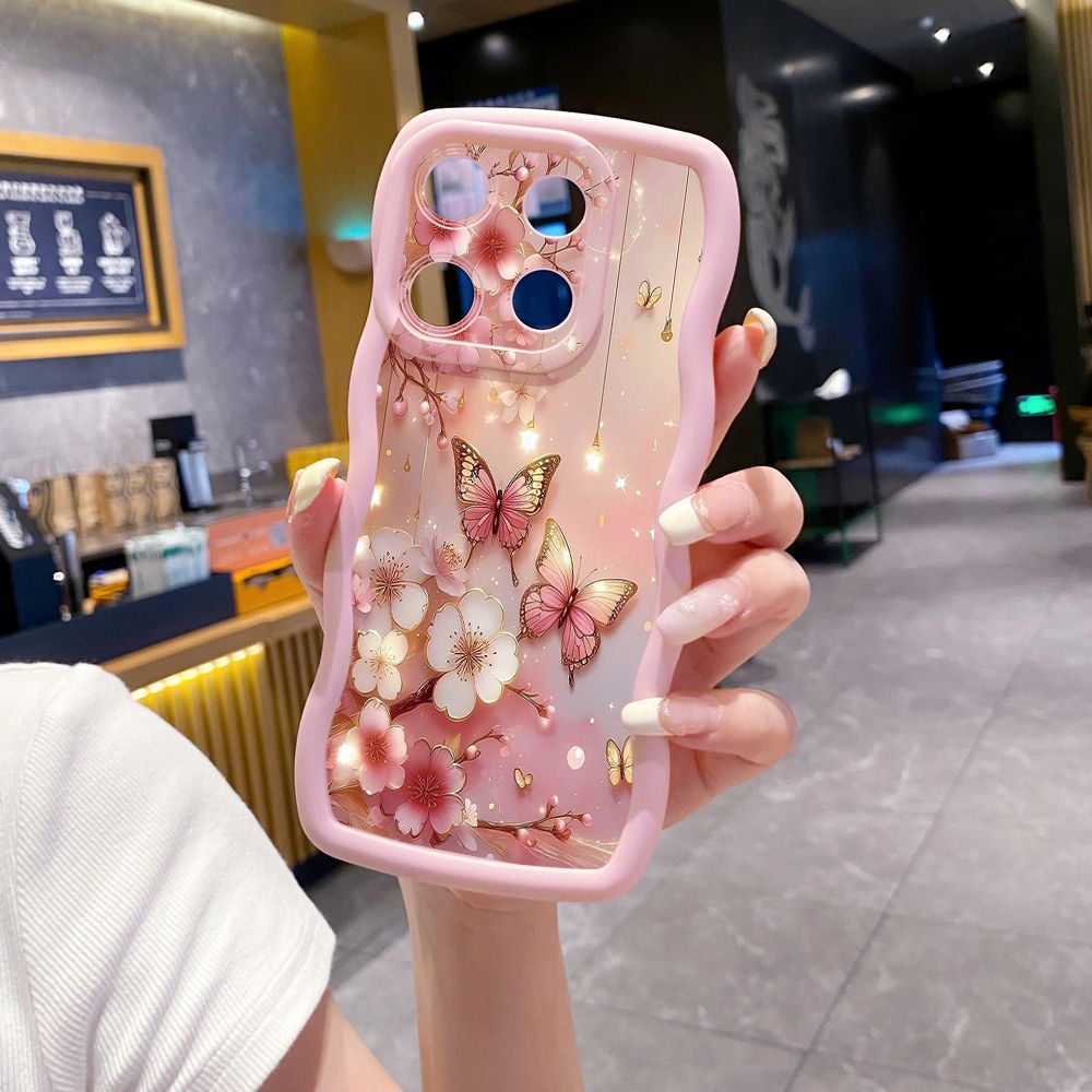 For Xiaomi Redmi Note 13 Pro 5G 12S 12 Turbo 11S 13C 12C Blue Butterfly Starlight Wave Frame Phone Case Anti Drop Cover