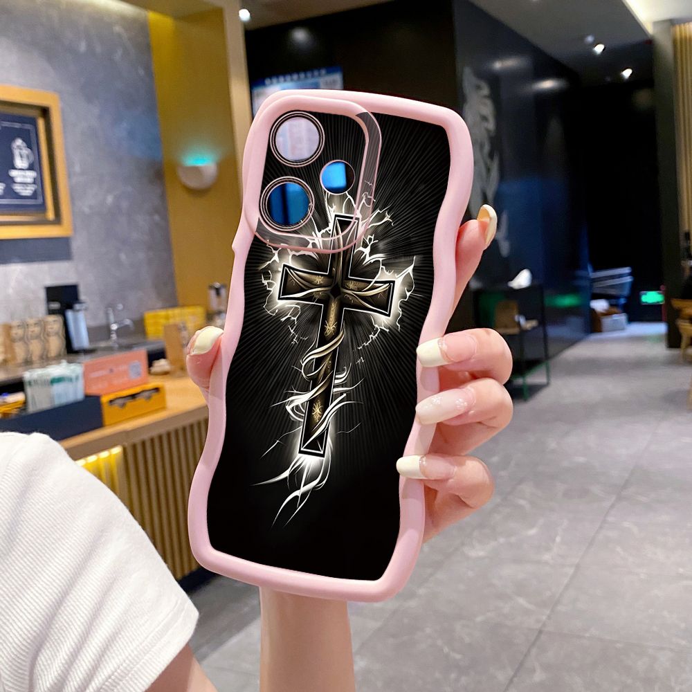 For Infinix Hot 40i 40 Pro Note 30 Play Smart 8 Pro 9 10 Play Lite Jesus Sheep Cross Wave Frame Phone Case Anti Drop Cover