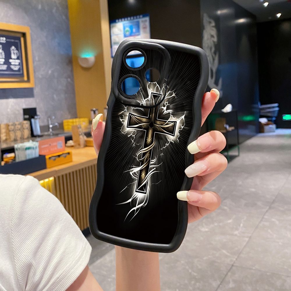 For Infinix Hot 40i 40 Pro Note 30 Play Smart 8 Pro 9 10 Play Lite Jesus Sheep Cross Wave Frame Phone Case Anti Drop Cover