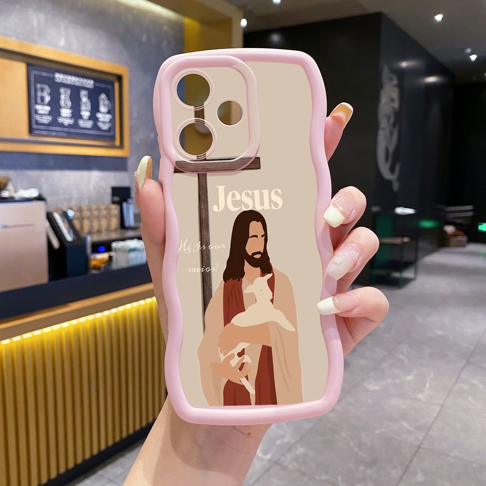 For Infinix Hot 40i 40 Pro Note 30 Play Smart 8 Pro 9 10 Play Lite Jesus Sheep Cross Wave Frame Phone Case Anti Drop Cover